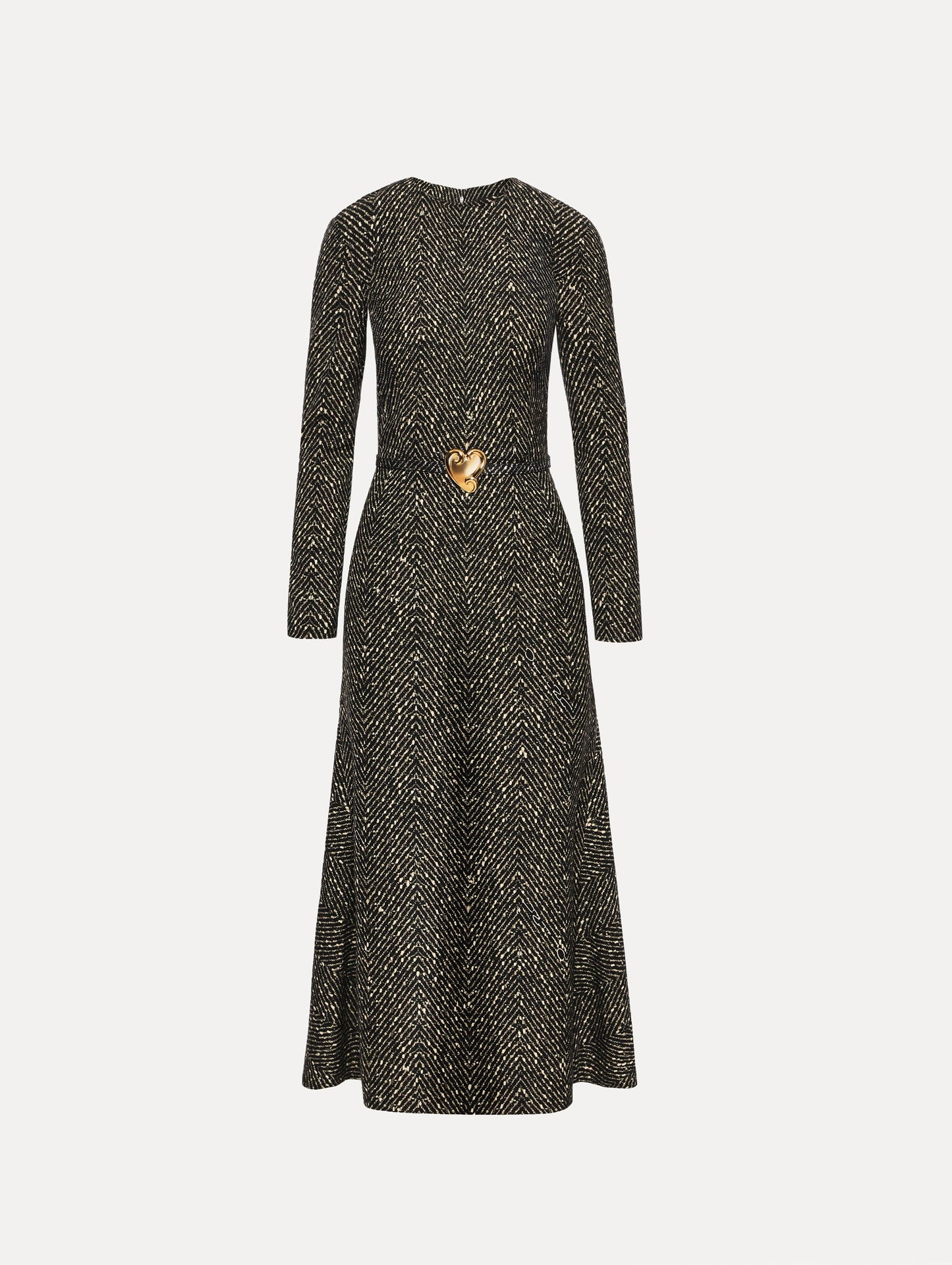 Chevron Wool Dress Black/white / Oscar de la Renta