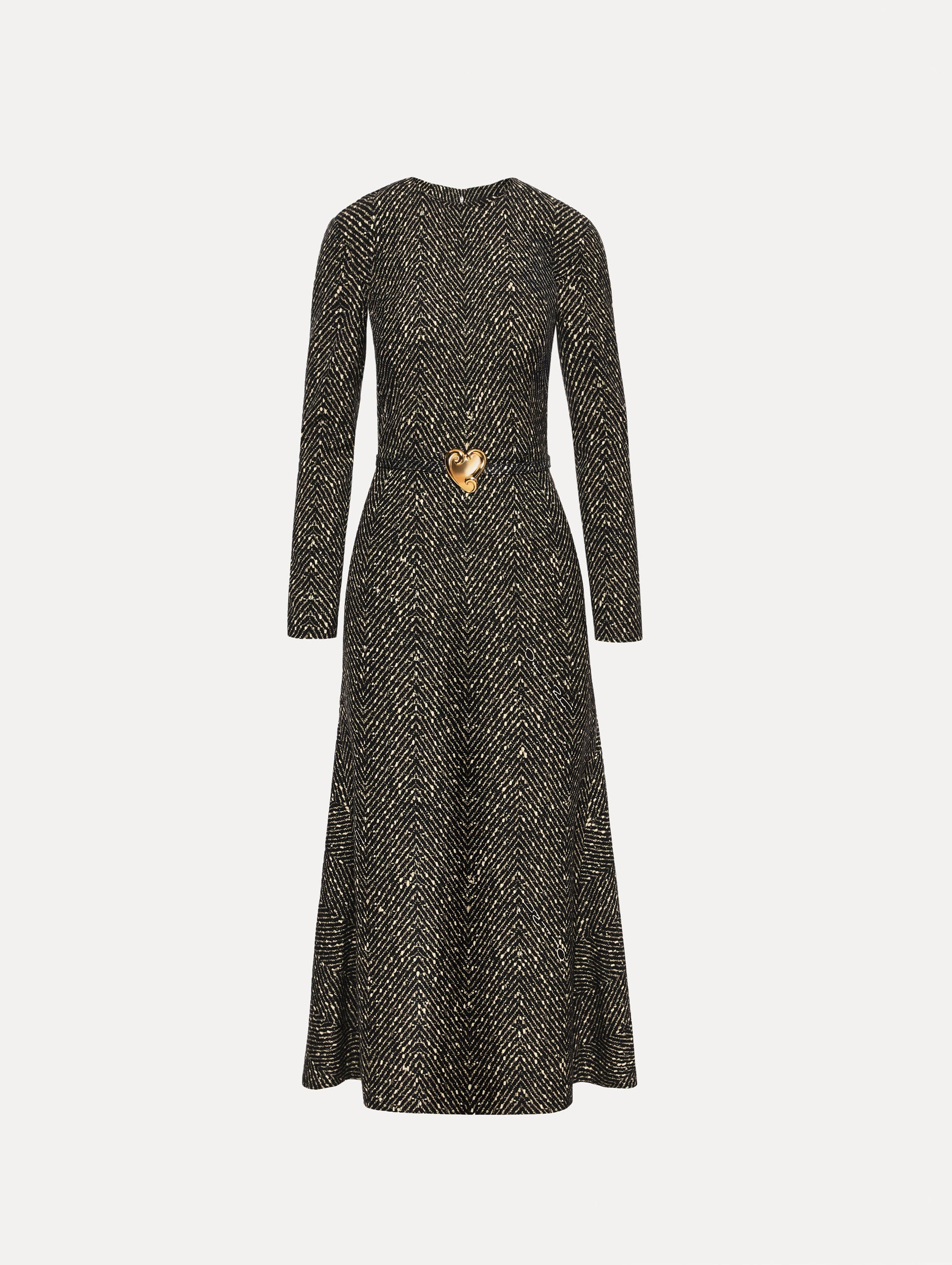 Chevron Wool Dress Black/white / Oscar de la Renta