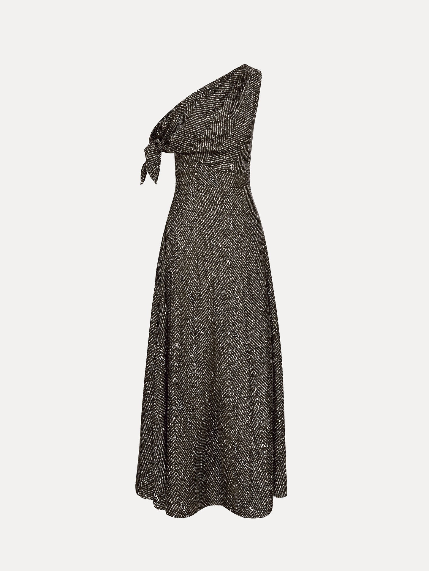 Chevron Silk Twill Dress Black/white / Oscar de la Renta