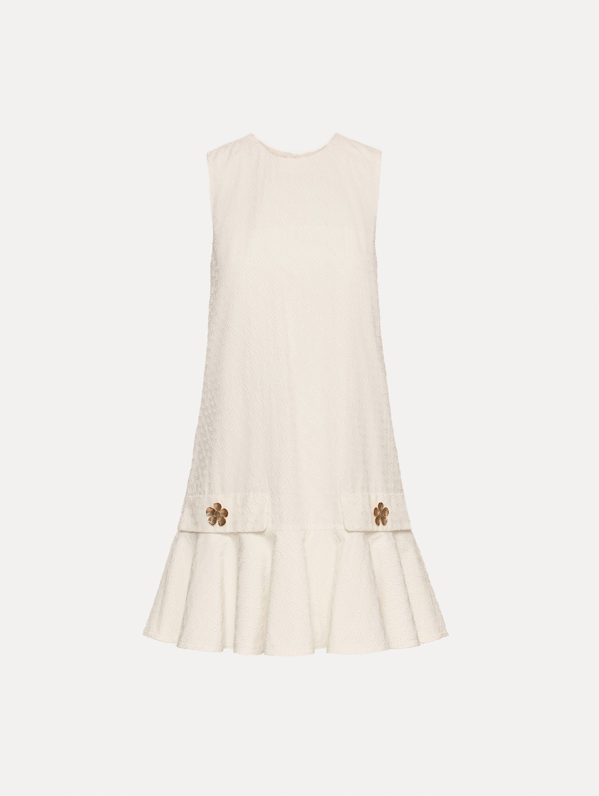 Oscar Chain-Link Cotton Poplin Dress Off white / Oscar de la Renta