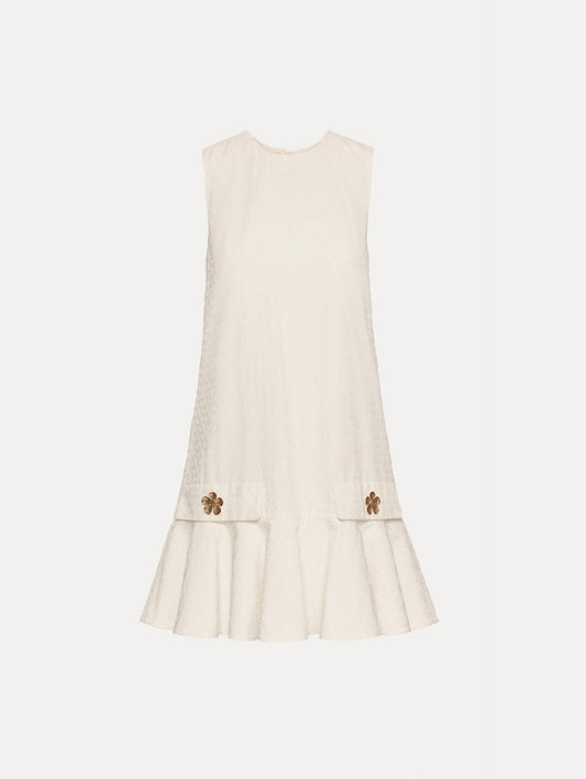 Oscar Chain-Link Cotton Poplin Dress Off white / Oscar de la Renta