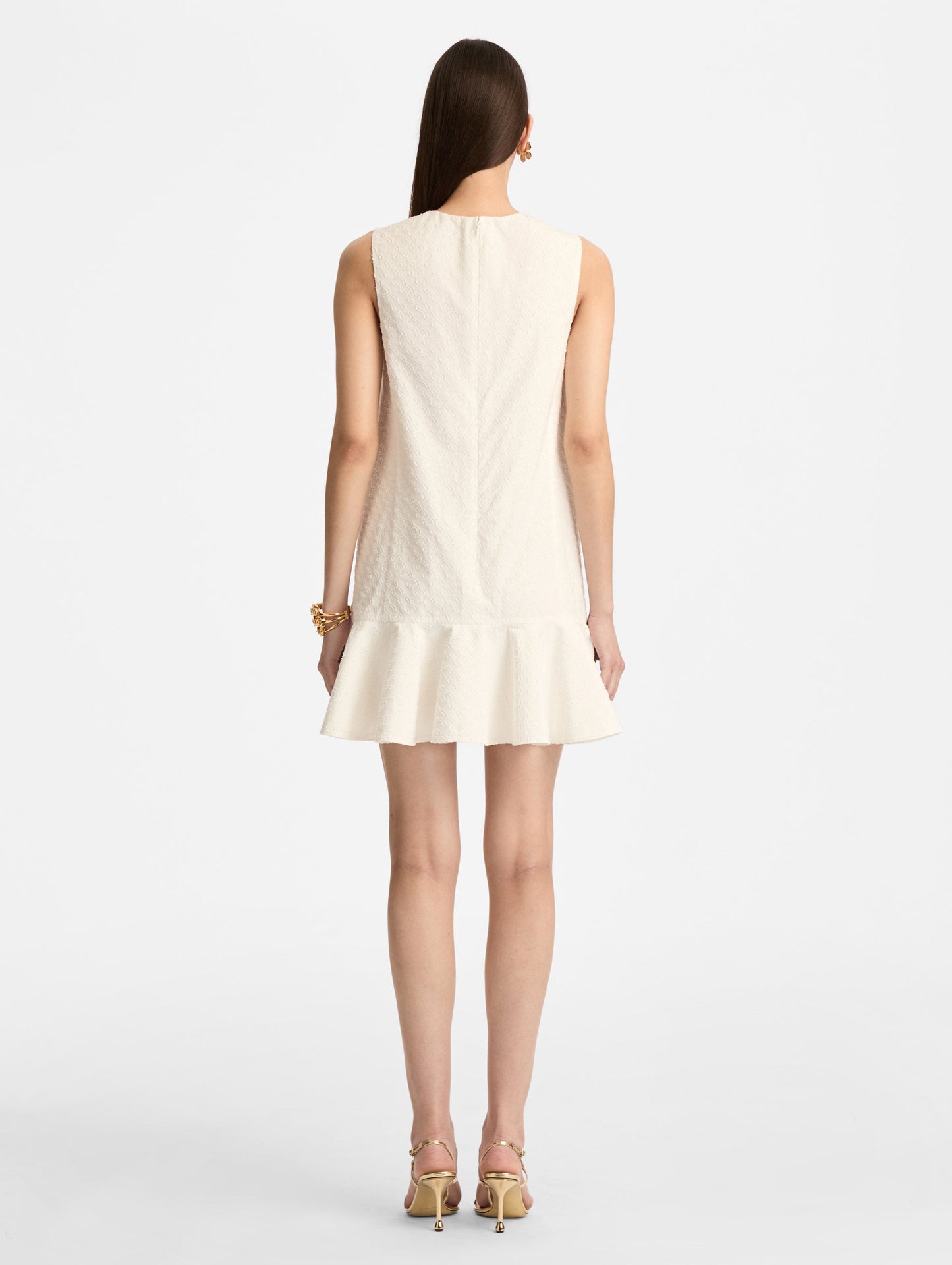 Oscar Chain-Link Cotton Poplin Dress Off white / Oscar de la Renta