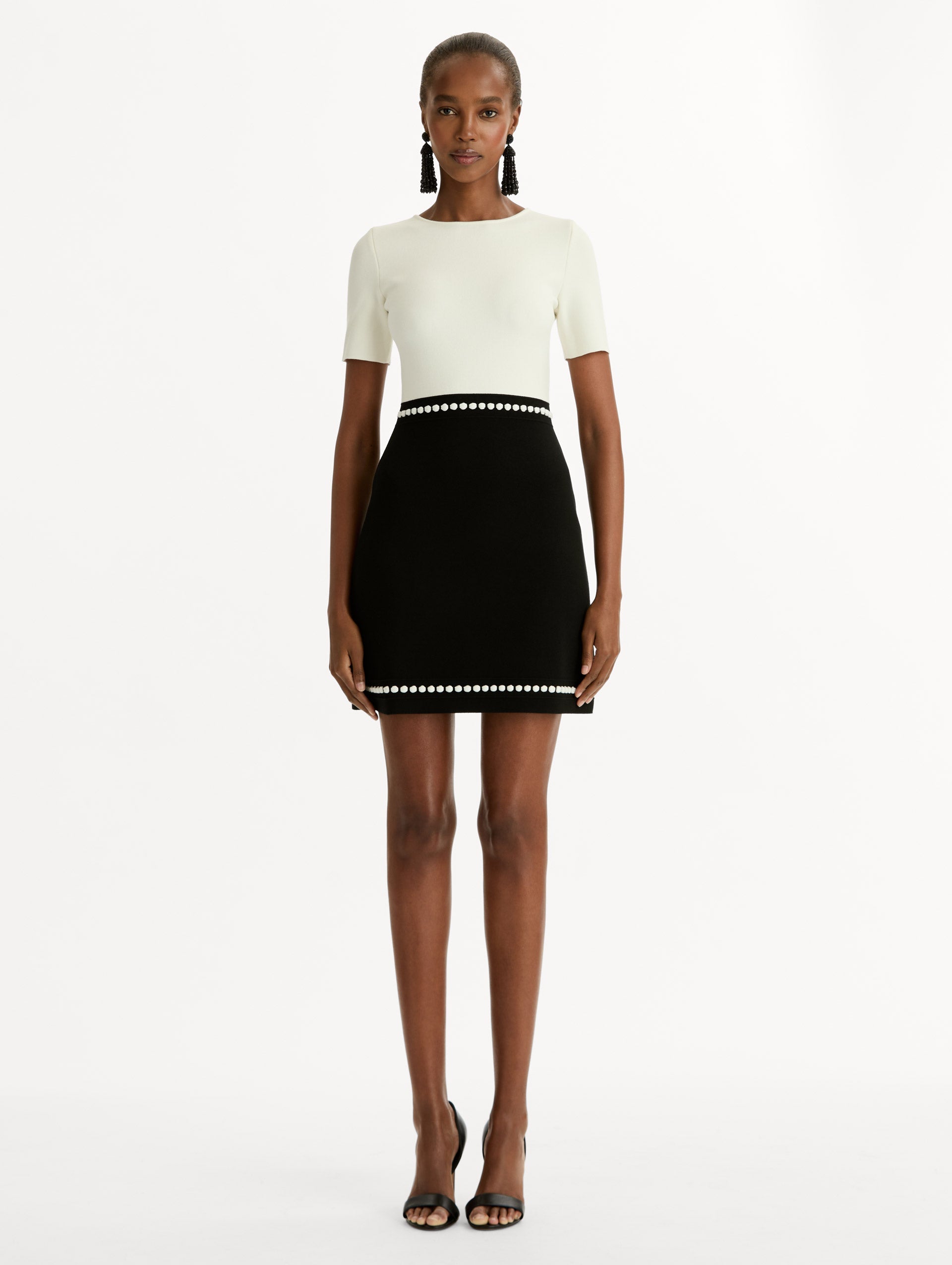 Bubble Trim Dress Black/white / Oscar de la Renta