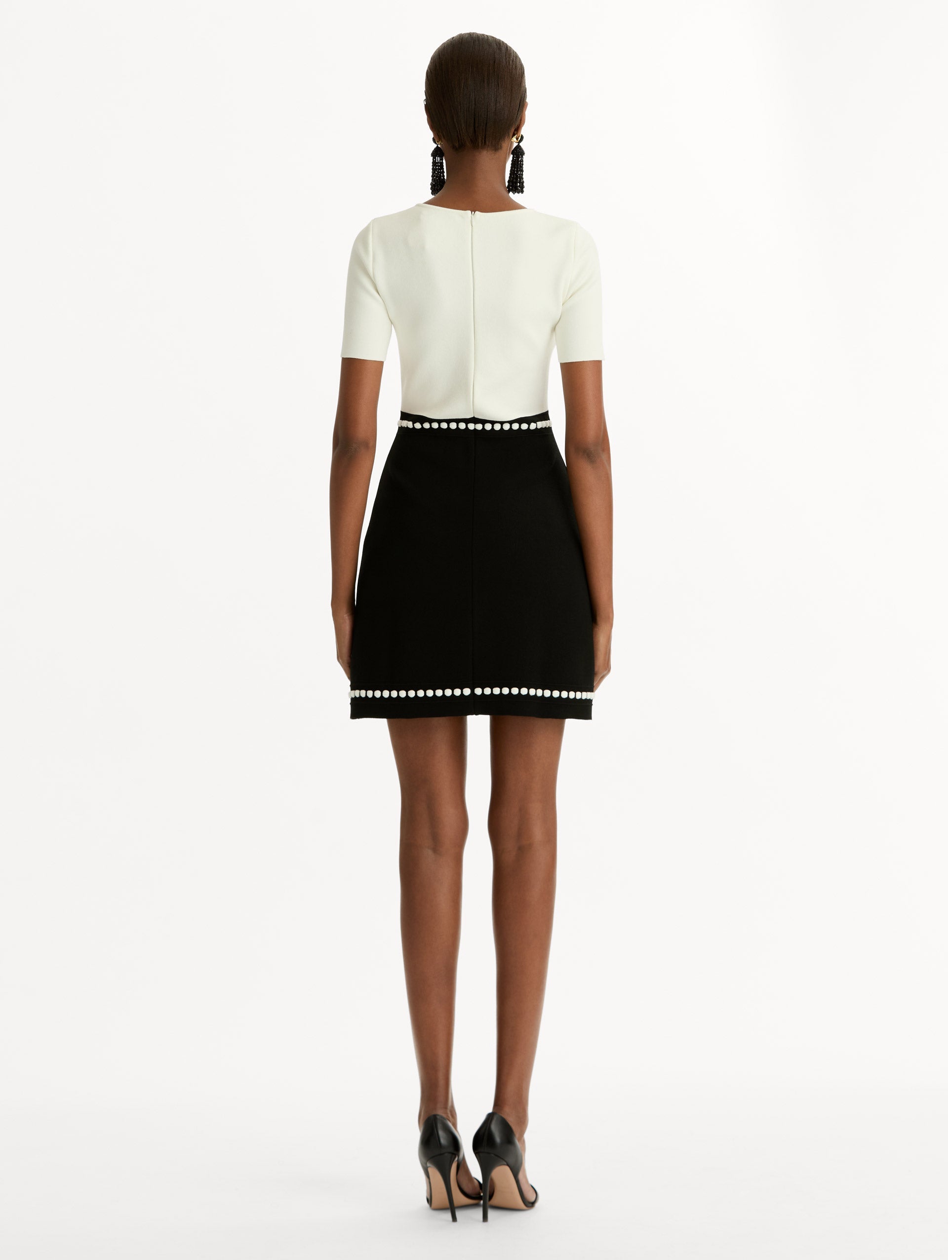 Bubble Trim Dress Black/white / Oscar de la Renta