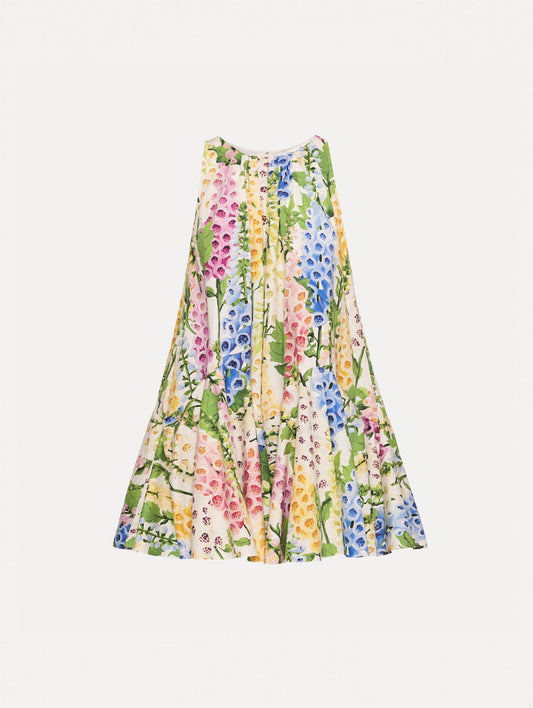 Foxglove Cotton Poplin Trapeze Dress White multi / Oscar de la Renta