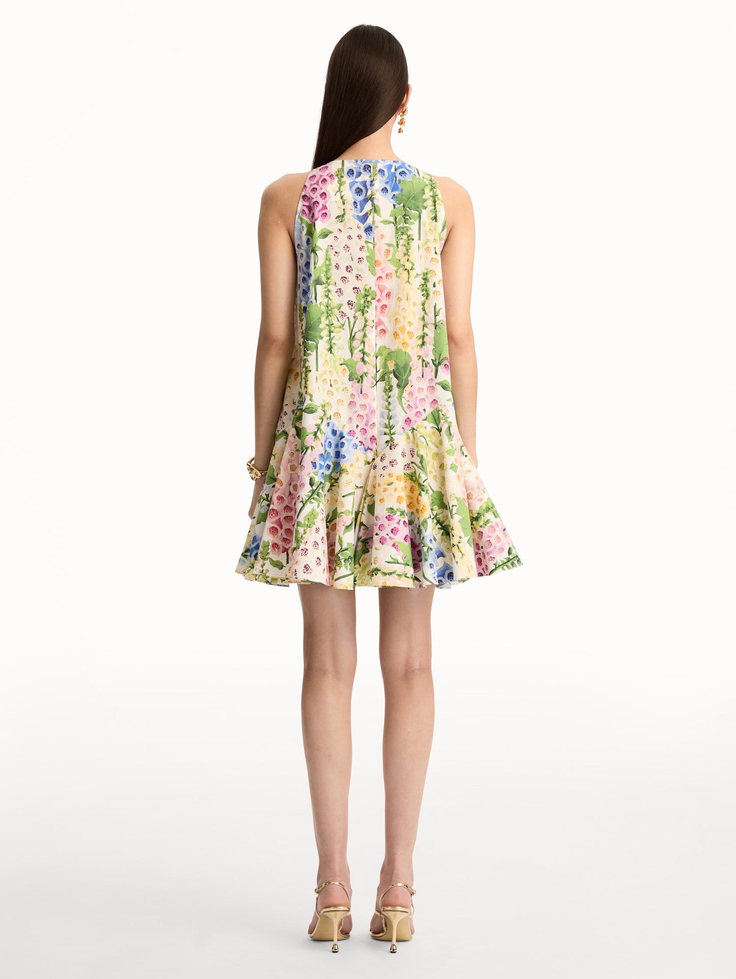 Foxglove Cotton Poplin Trapeze Dress White multi / Oscar de la Renta