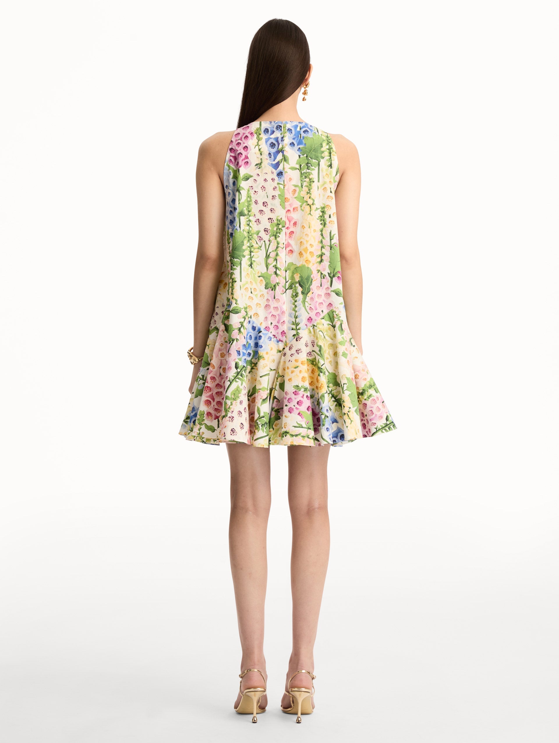 Foxglove Cotton Poplin Trapeze Dress White multi / Oscar de la Renta