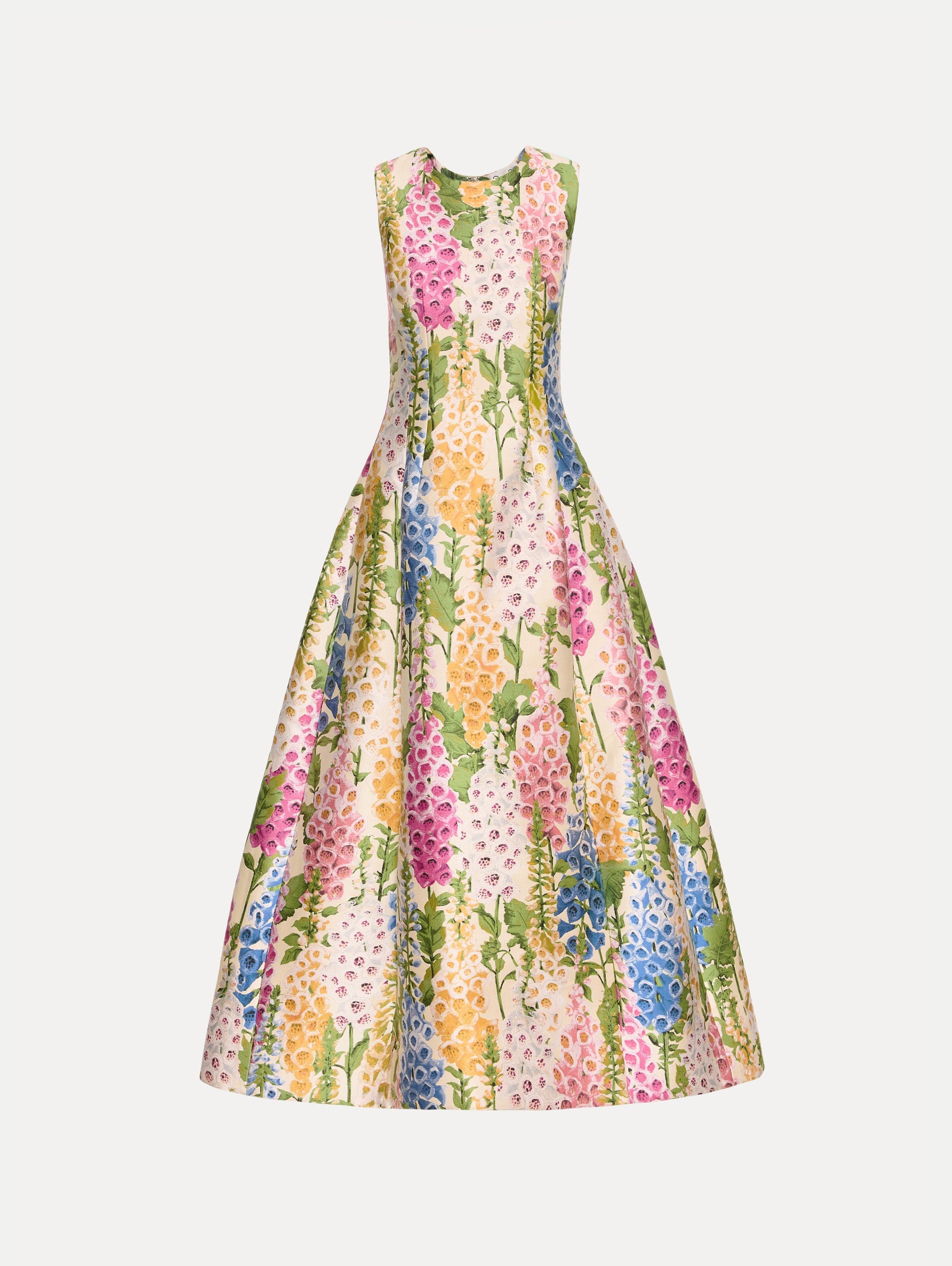 Foxglove Jacquard Cocktail Dress Ecru multi / Oscar de la Renta