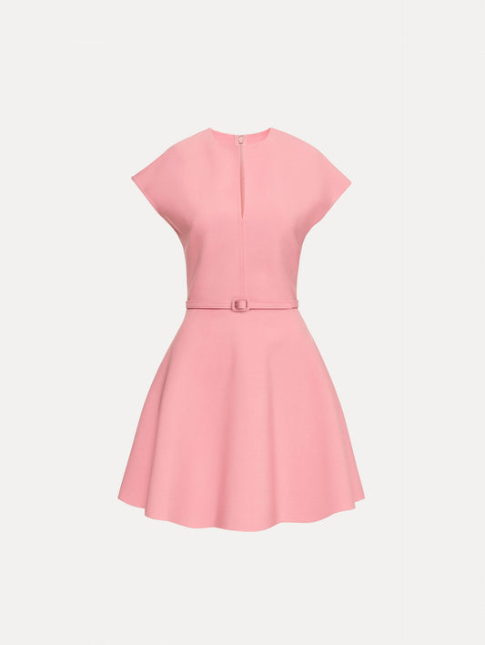 Split Neck Wool Mini Dress Petal / Oscar de la Renta
