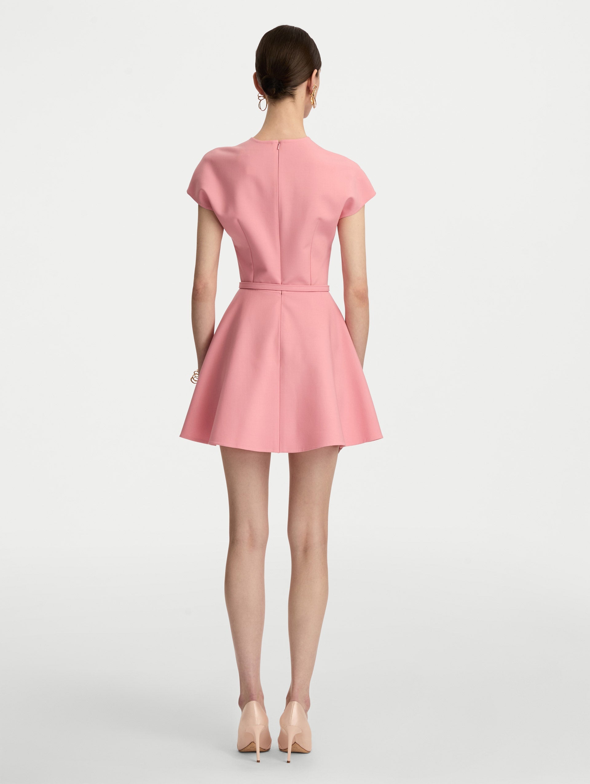 Split Neck Wool Mini Dress Petal / Oscar de la Renta