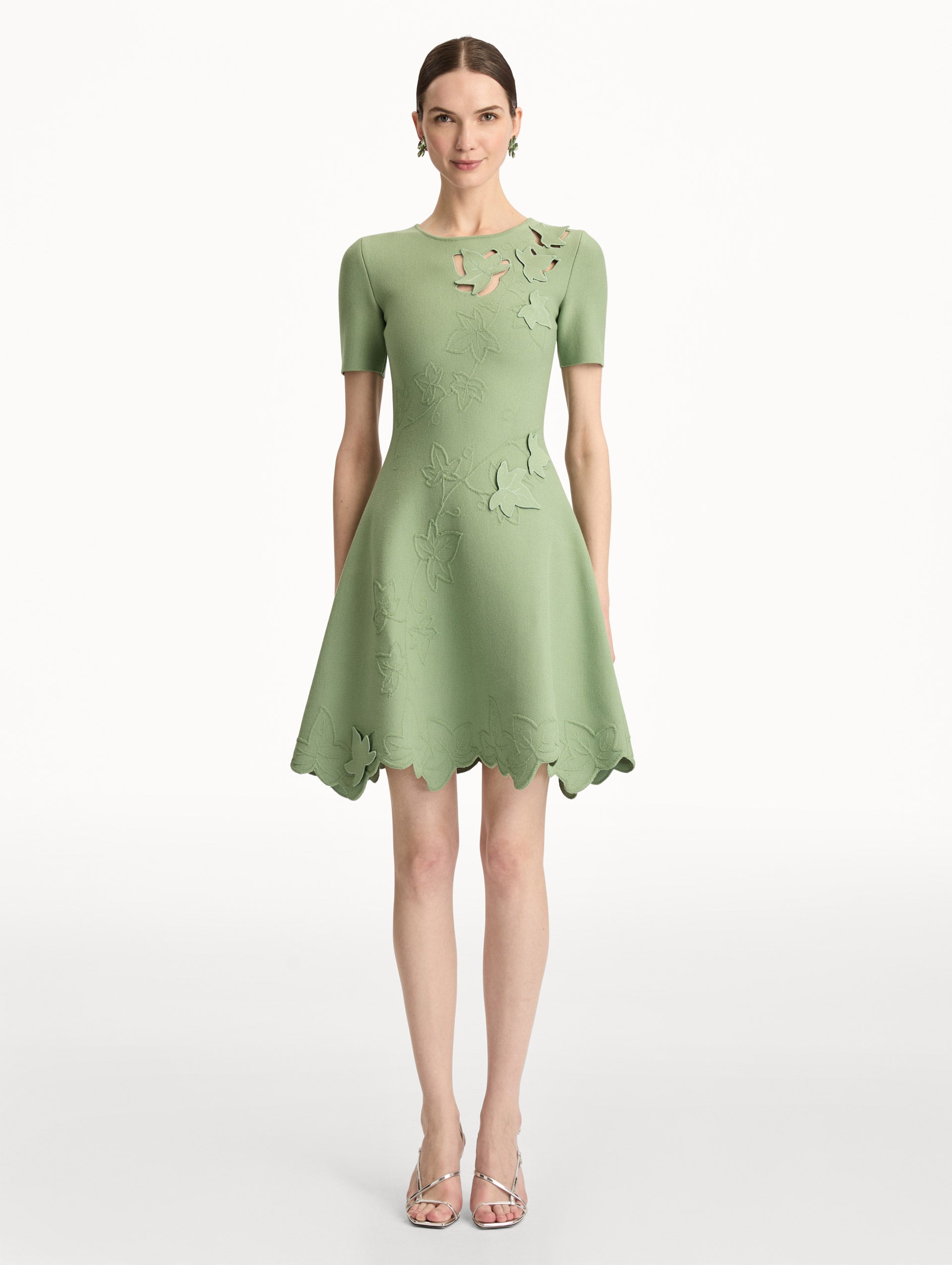 Ivy Cutout Knit Dress Green / Oscar de la Renta