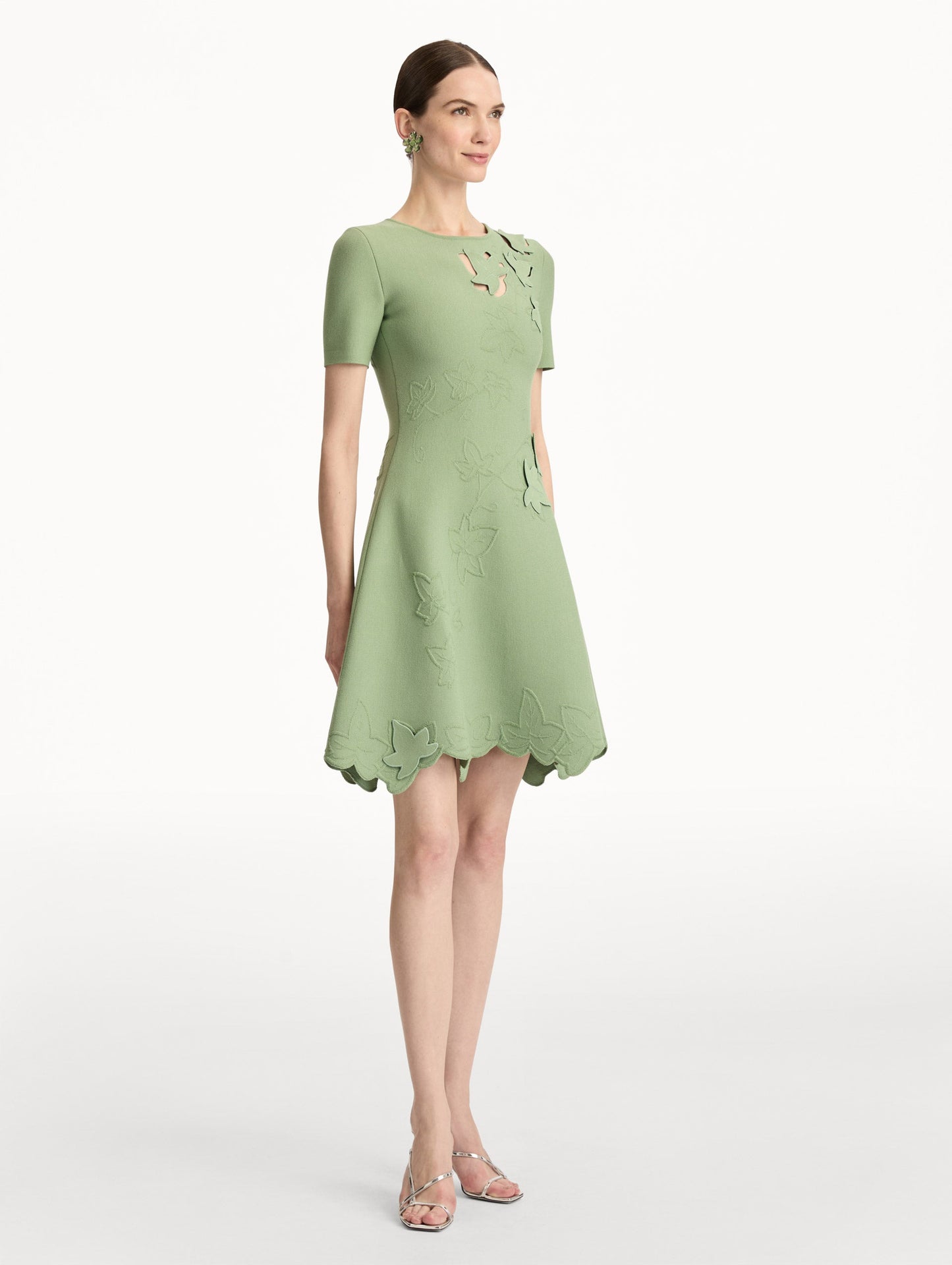 Ivy Cutout Knit Dress Green / Oscar de la Renta