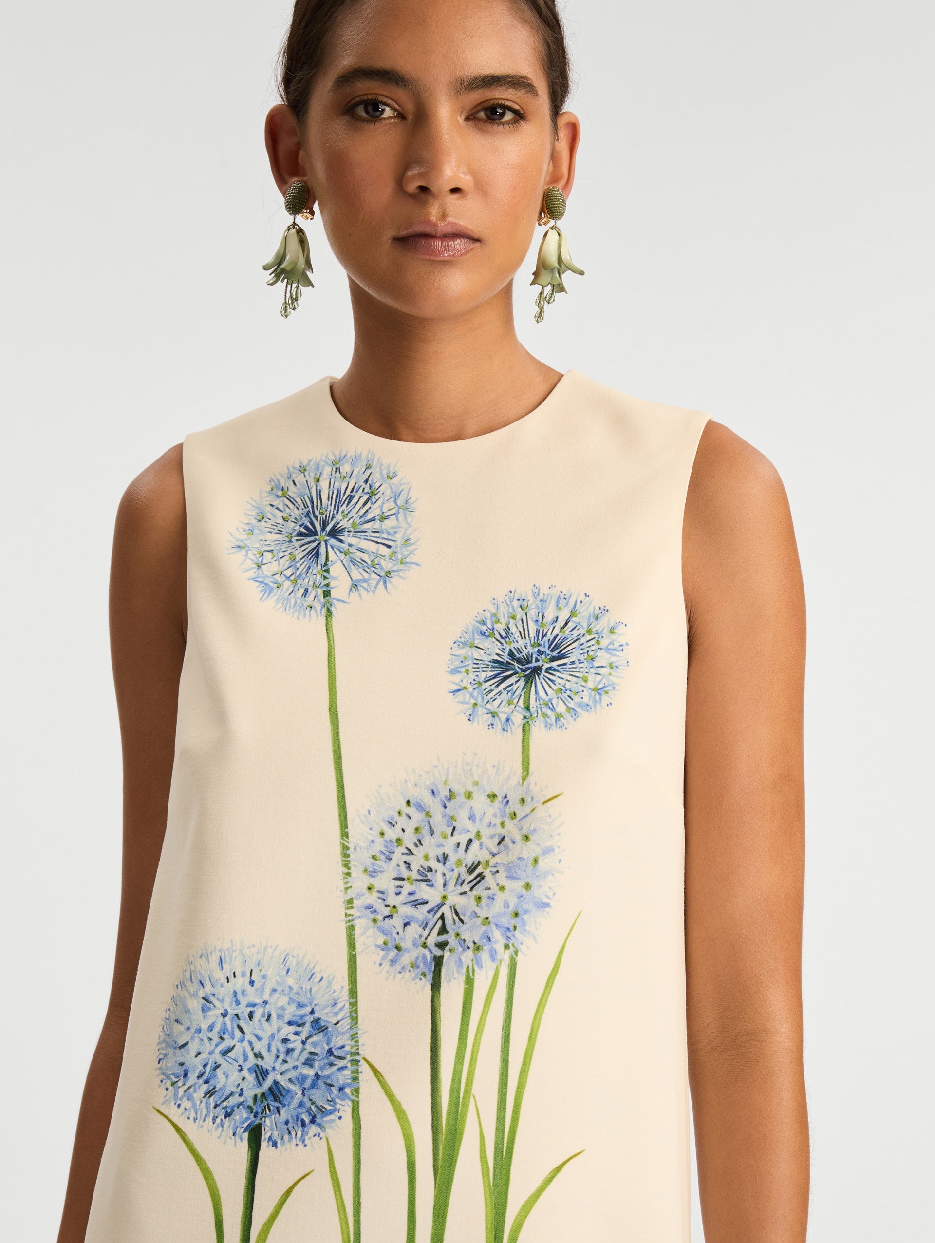 Allium Wool Shift Dress Blue/white / Oscar de la Renta