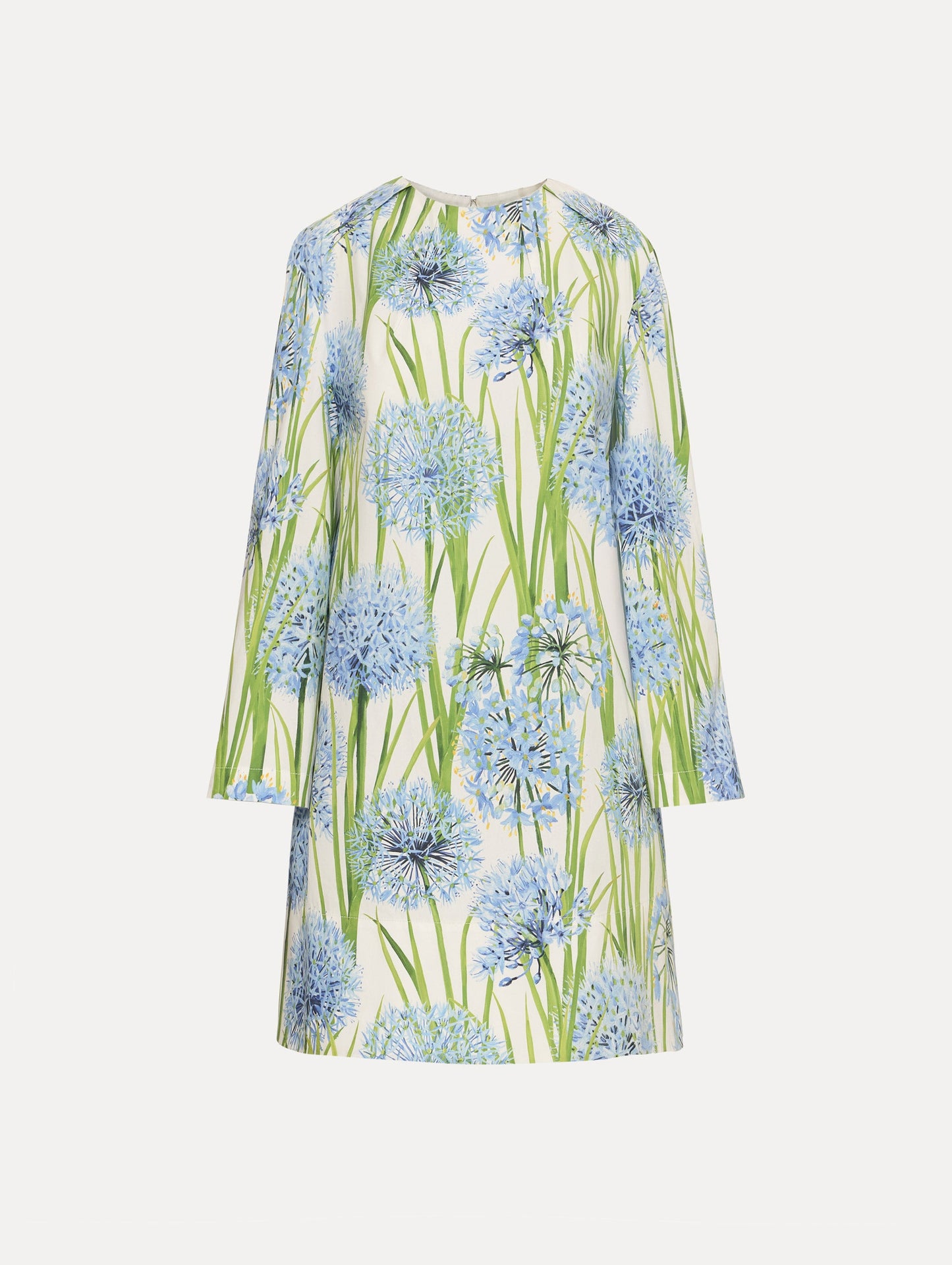 Allium Cotton Poplin Long Sleeve Shift Dress Blue/white / Oscar de la Renta