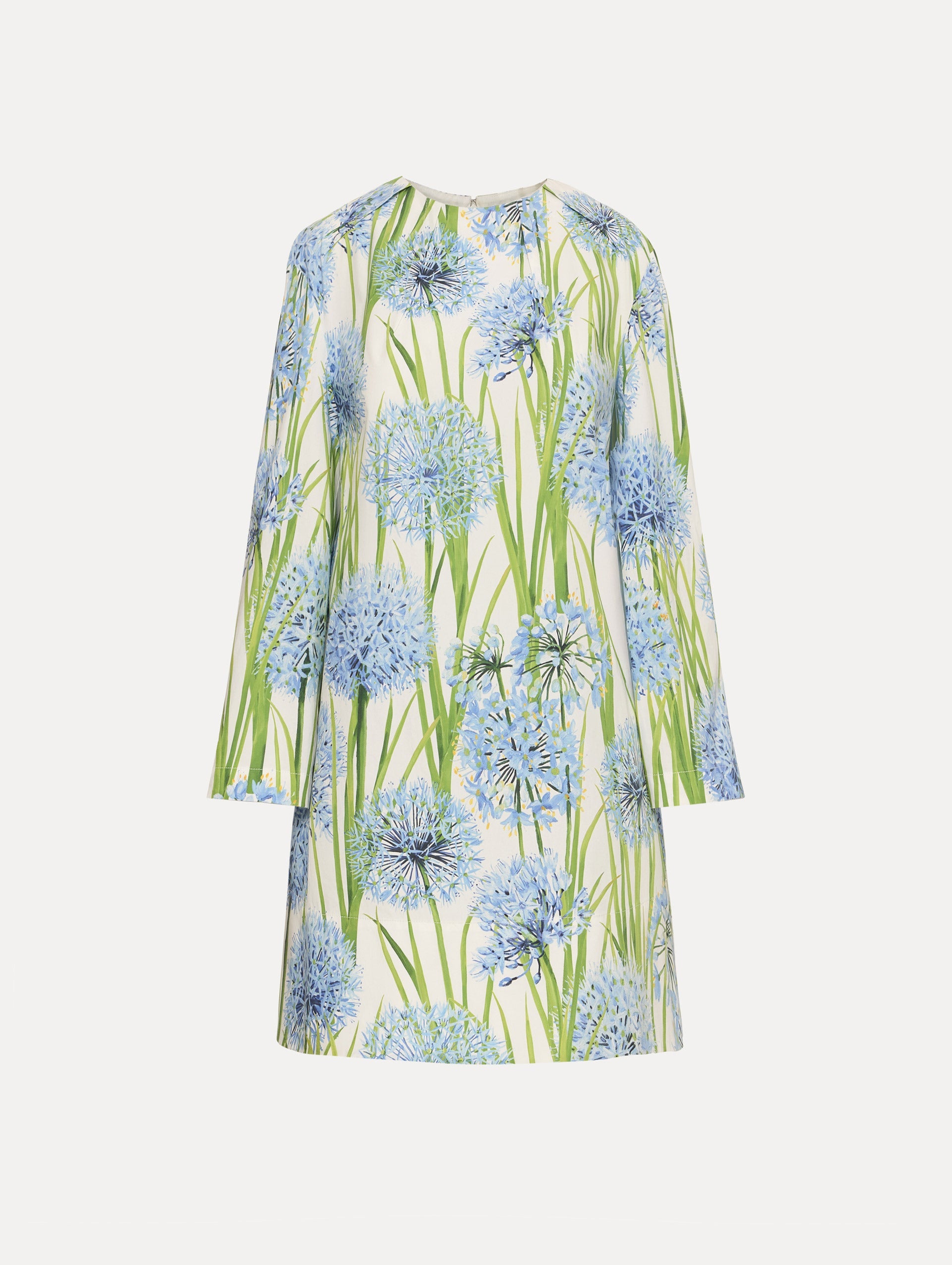 Allium Cotton Poplin Long Sleeve Shift Dress Blue/white / Oscar de la Renta