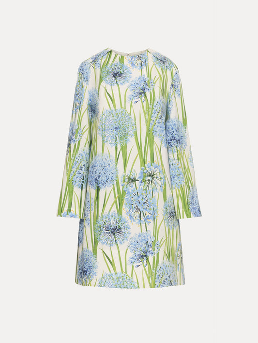 Allium Cotton Poplin Long Sleeve Shift Dress Blue/white / Oscar de la Renta
