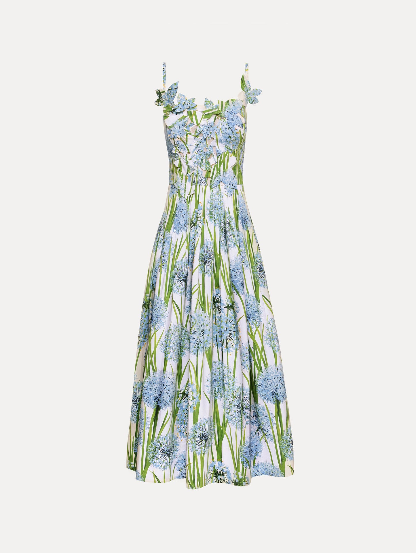 Allium Embroidered Cotton Poplin Dress Blue/white / Oscar de la Renta