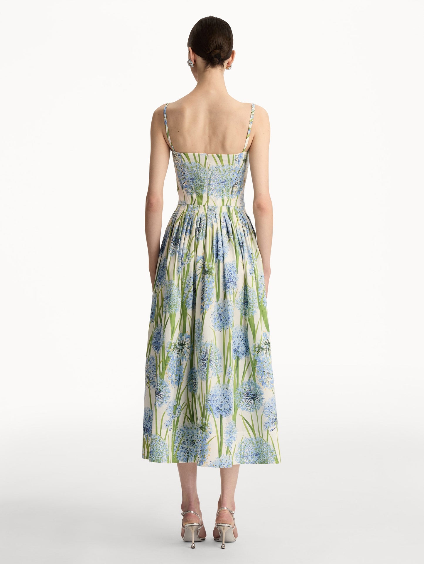 Allium Embroidered Cotton Poplin Dress Blue/white / Oscar de la Renta
