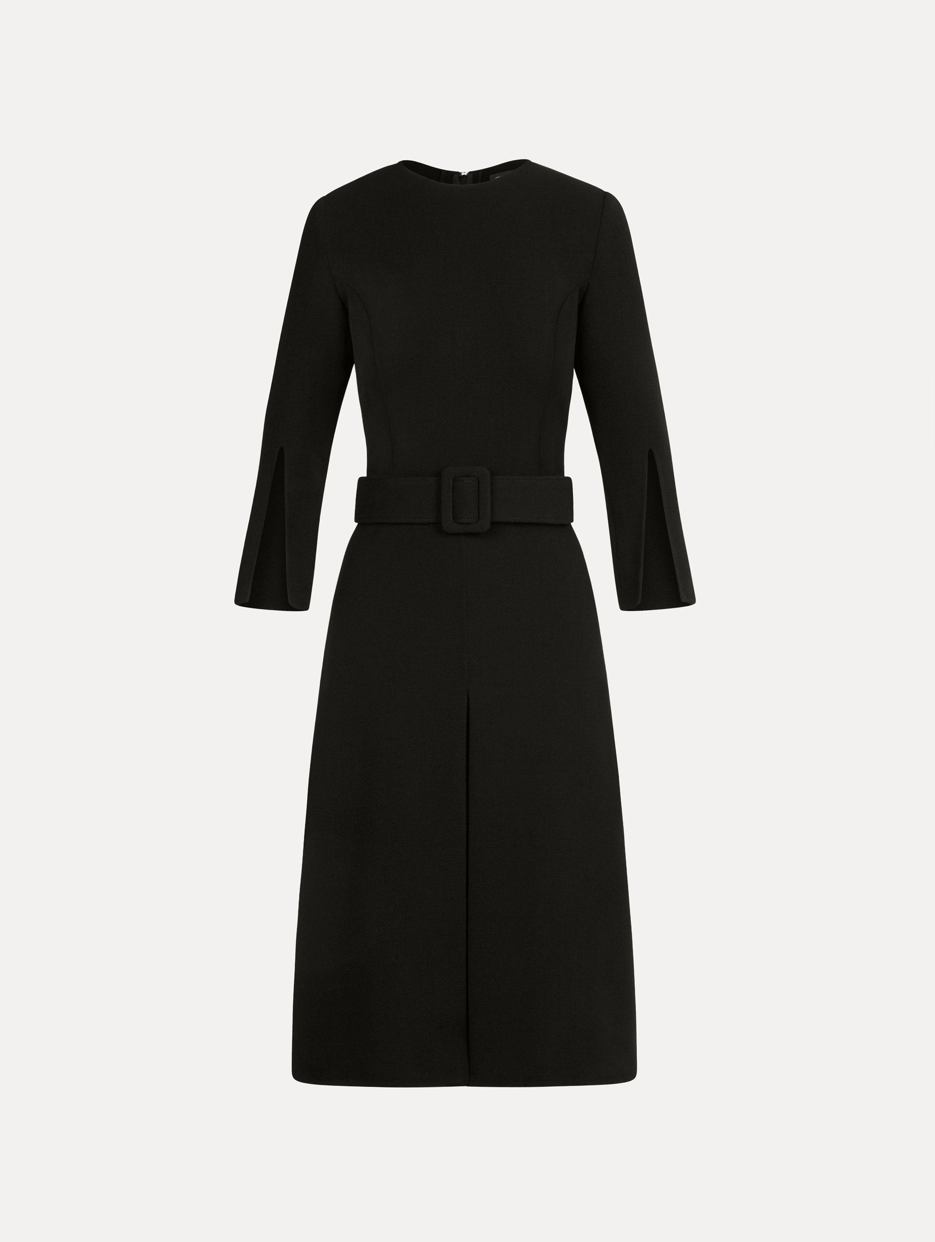 Split-Sleeve Wool-Blend Dress Black / Oscar de la Renta