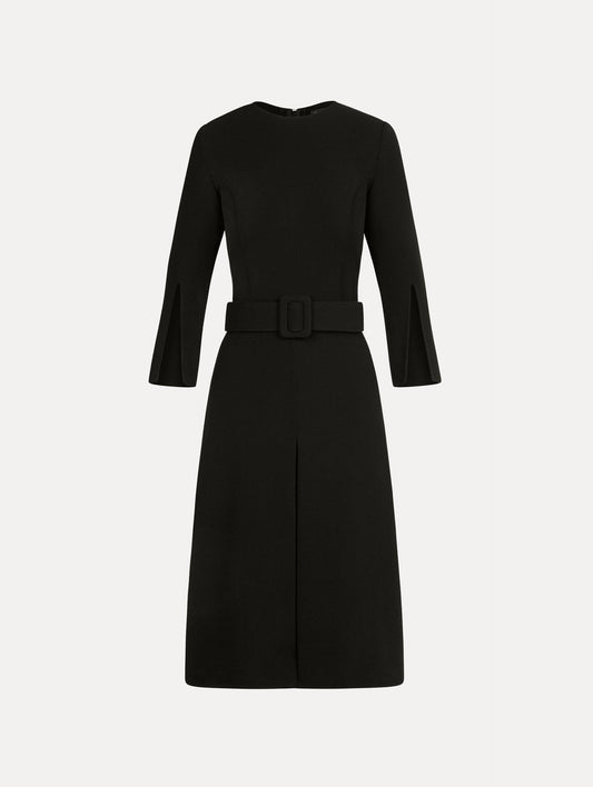 Split-Sleeve Wool-Blend Dress Black / Oscar de la Renta
