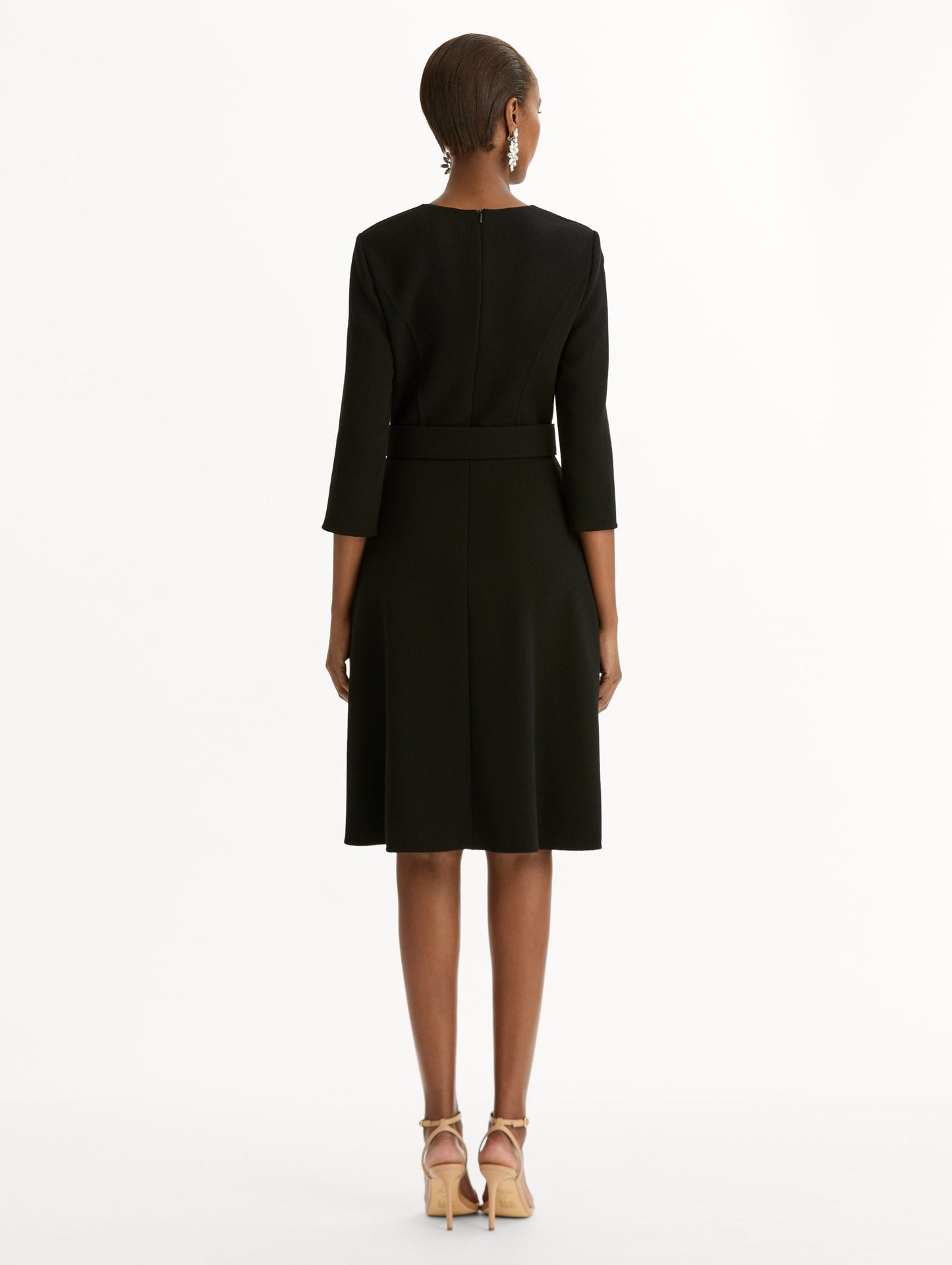 Split-Sleeve Wool-Blend Dress Black / Oscar de la Renta