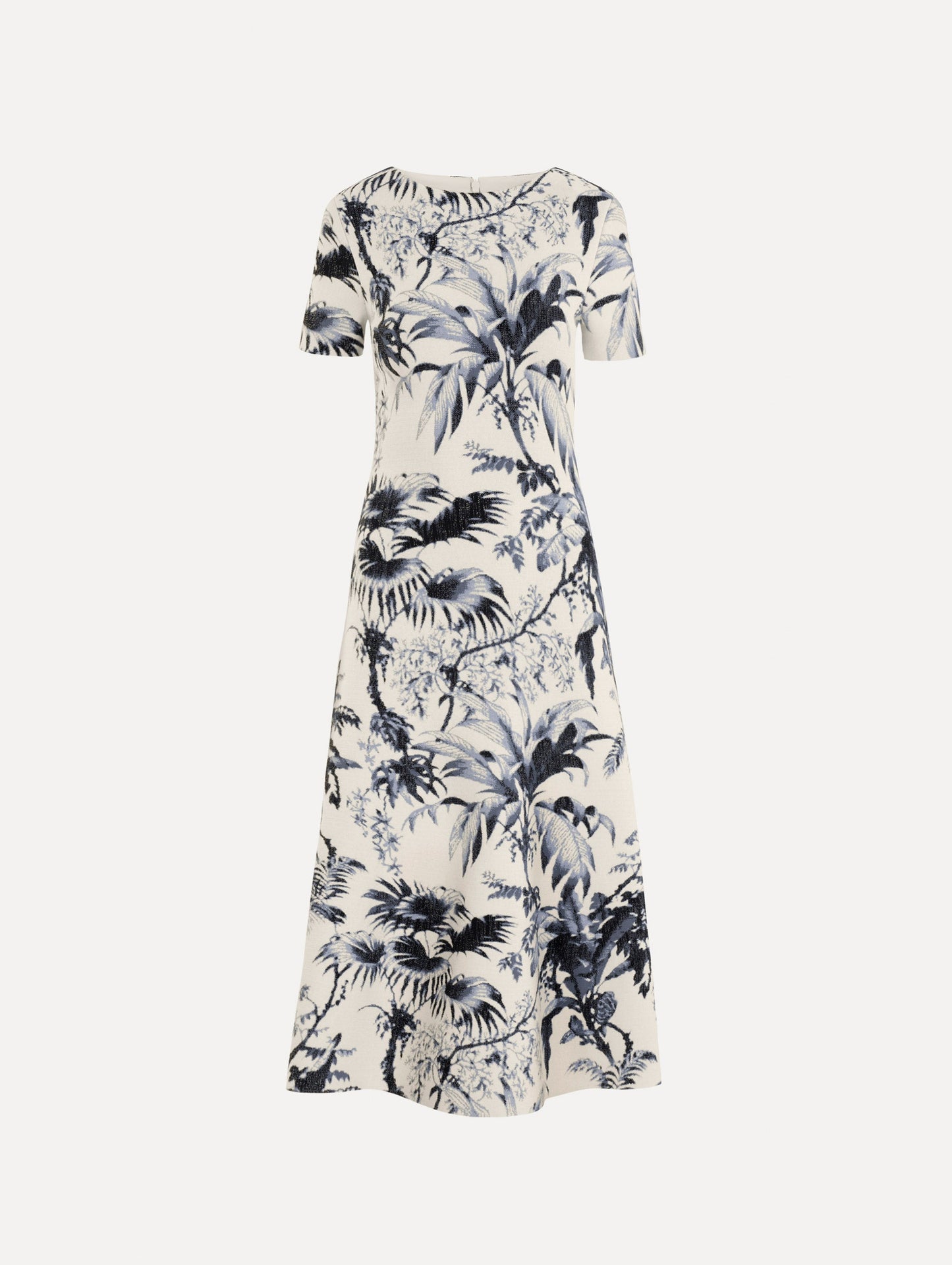 Chiné Palm Leaves Knit Dress Navy/ivory / Oscar de la Renta