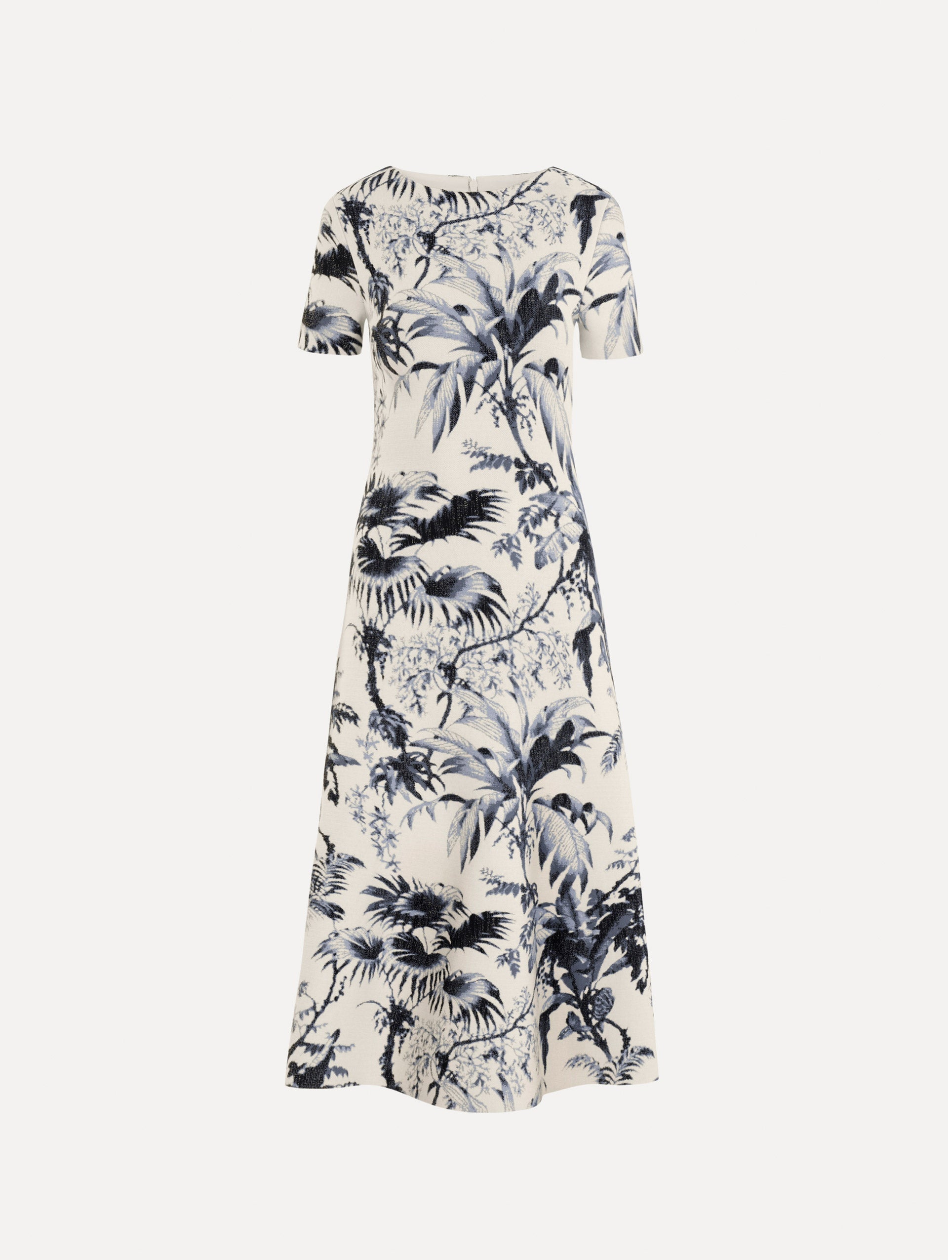 Chiné Palm Leaves Knit Dress Navy/ivory / Oscar de la Renta
