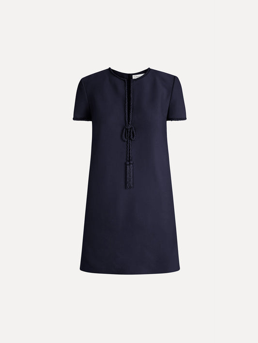 Beaded Bow-Detail Shift Dress Navy / Oscar de la Renta