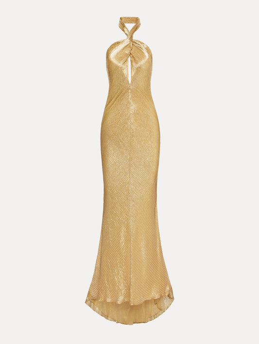 Bugle Bead Lamé Gown Yellow/gold / Oscar de la Renta