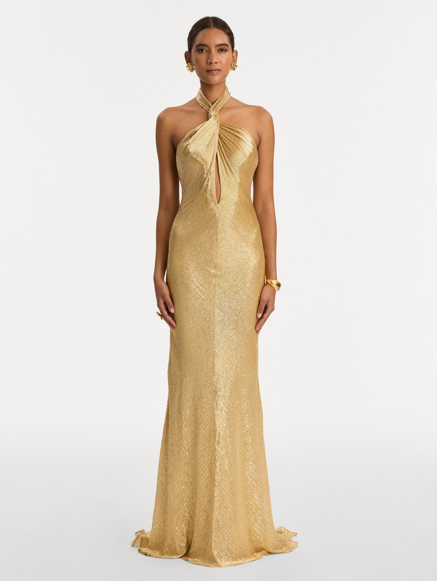 Bugle Bead Lamé Gown Yellow/gold / Oscar de la Renta