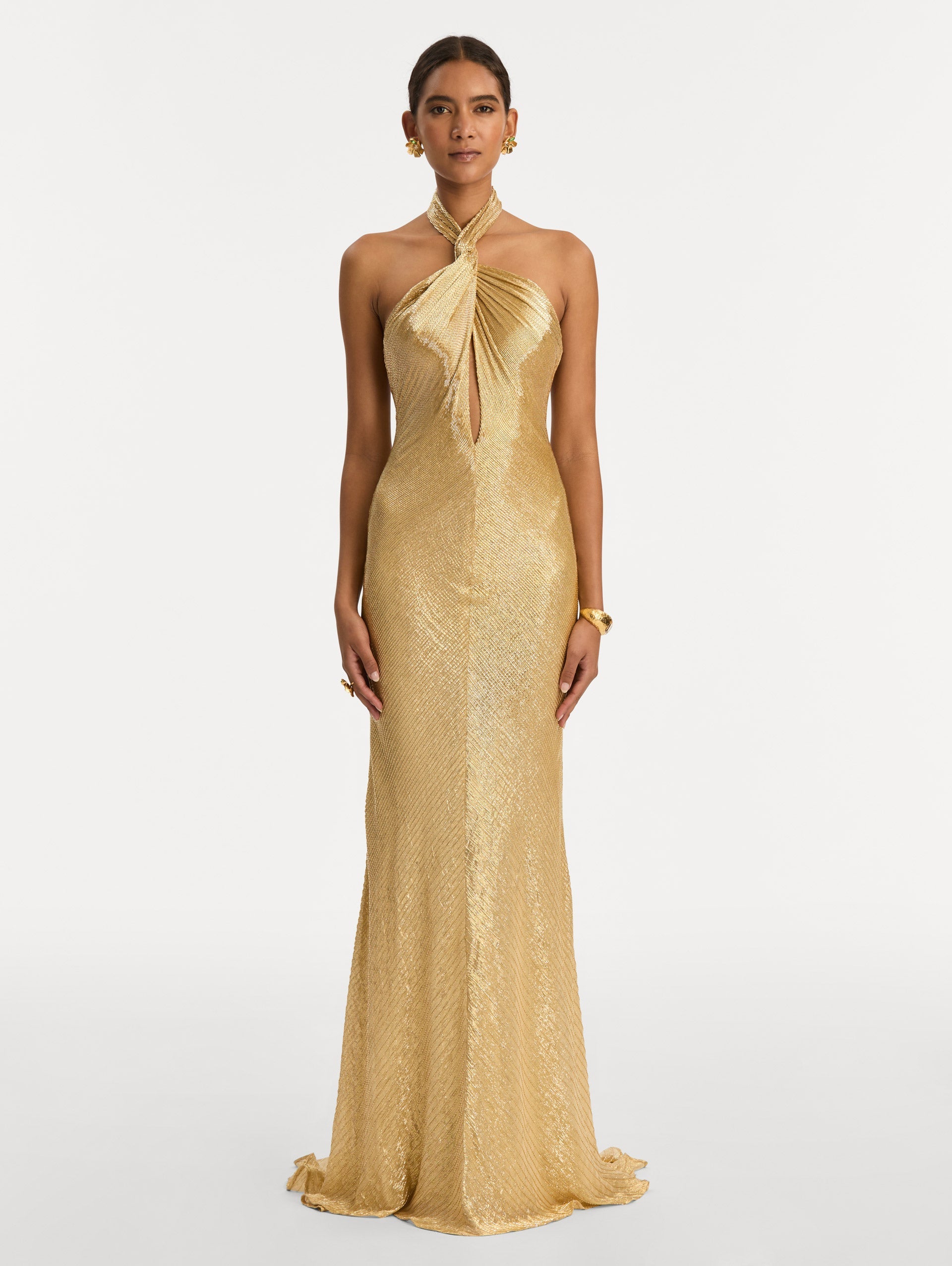 Bugle Bead Lamé Gown Yellow/gold / Oscar de la Renta