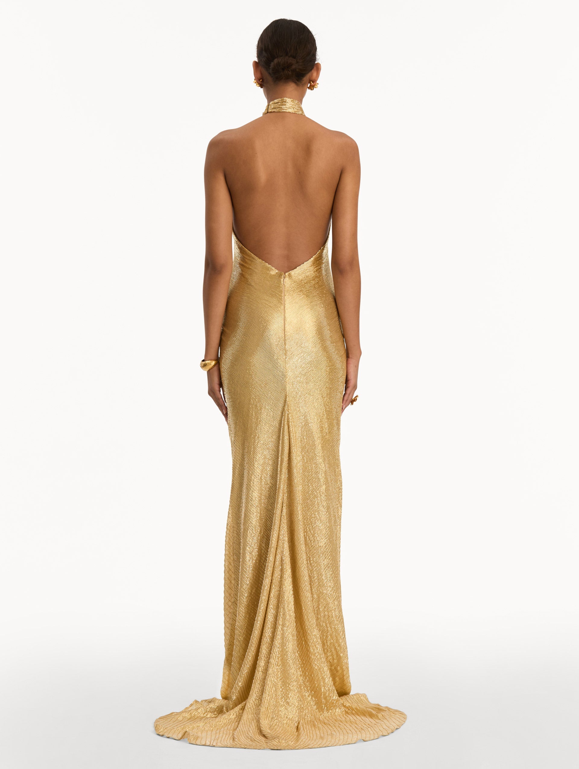 Bugle Bead Lamé Gown Yellow/gold / Oscar de la Renta