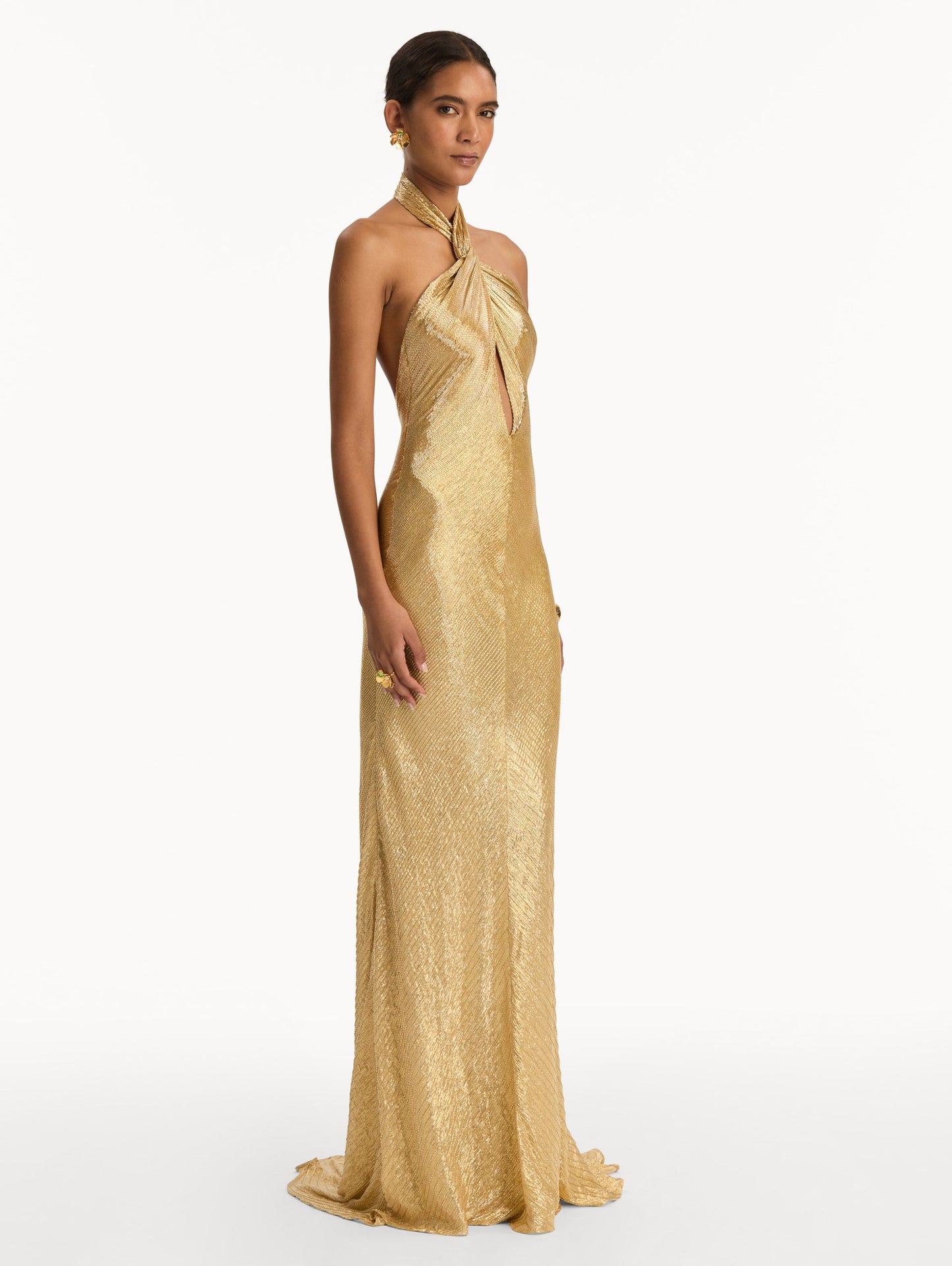 Bugle Bead Lamé Gown Yellow/gold / Oscar de la Renta