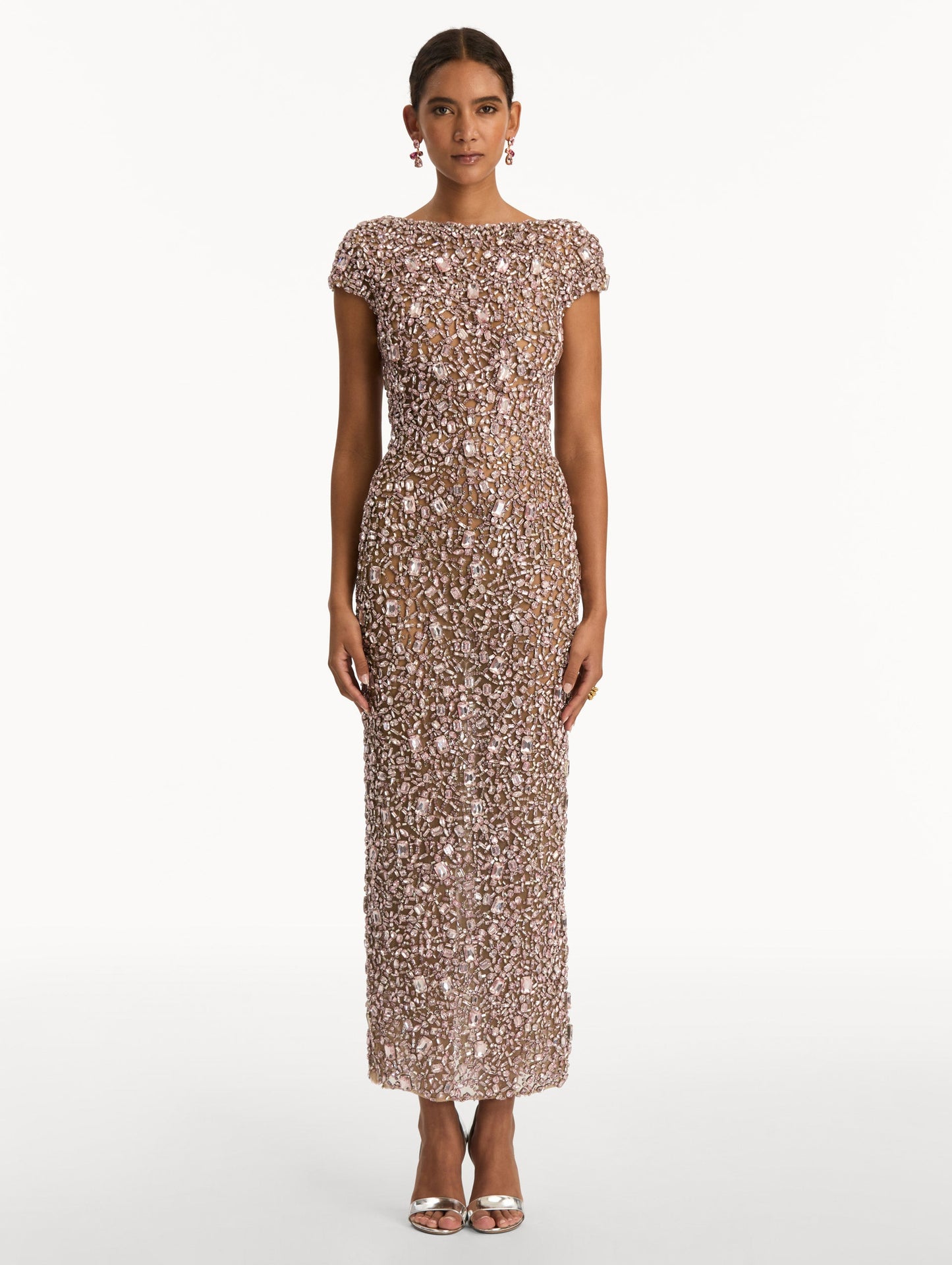 Mosaic Crystal Embroidered Gown Pink / Oscar de la Renta