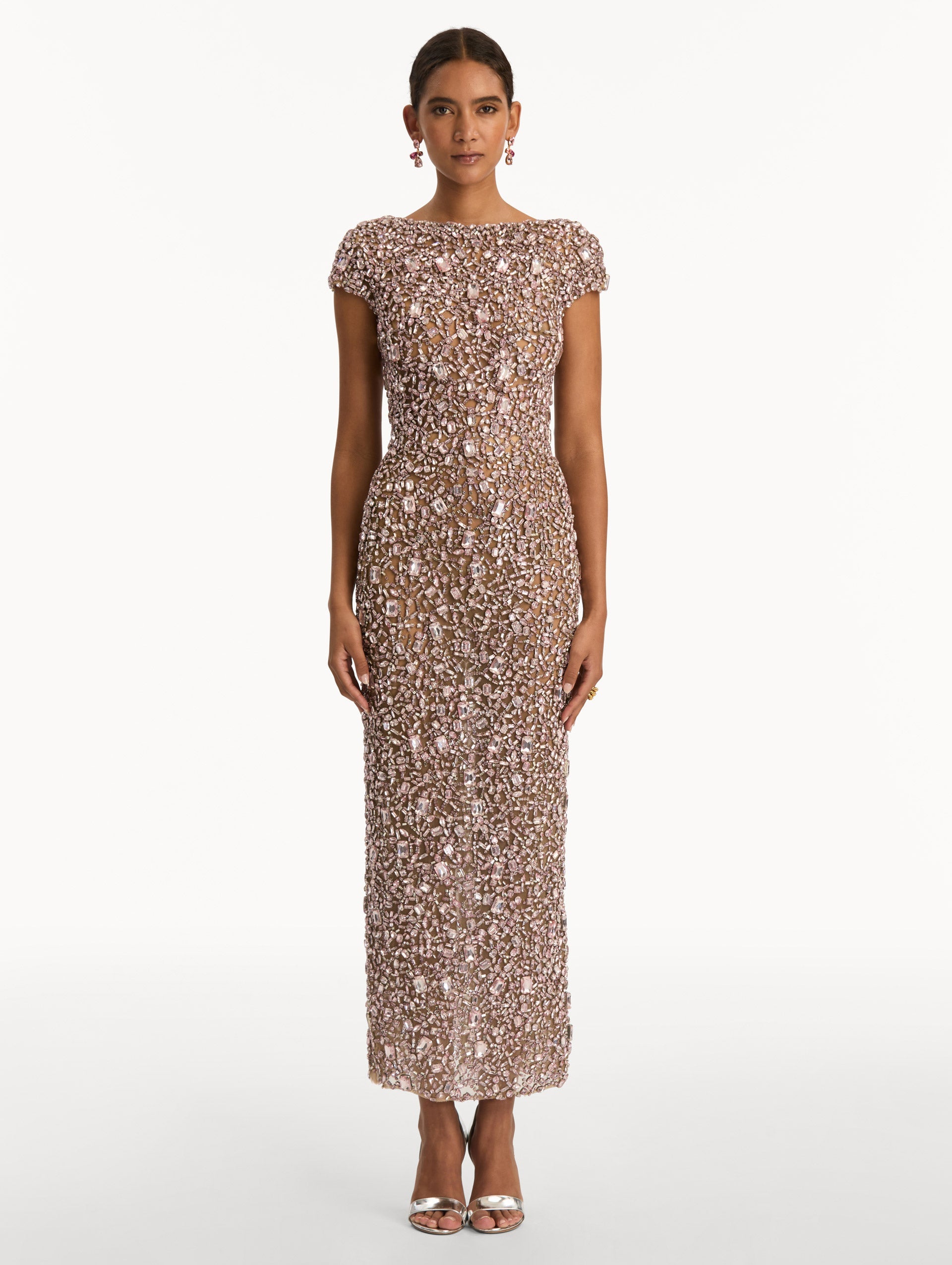 Mosaic Crystal Embroidered Gown Pink / Oscar de la Renta