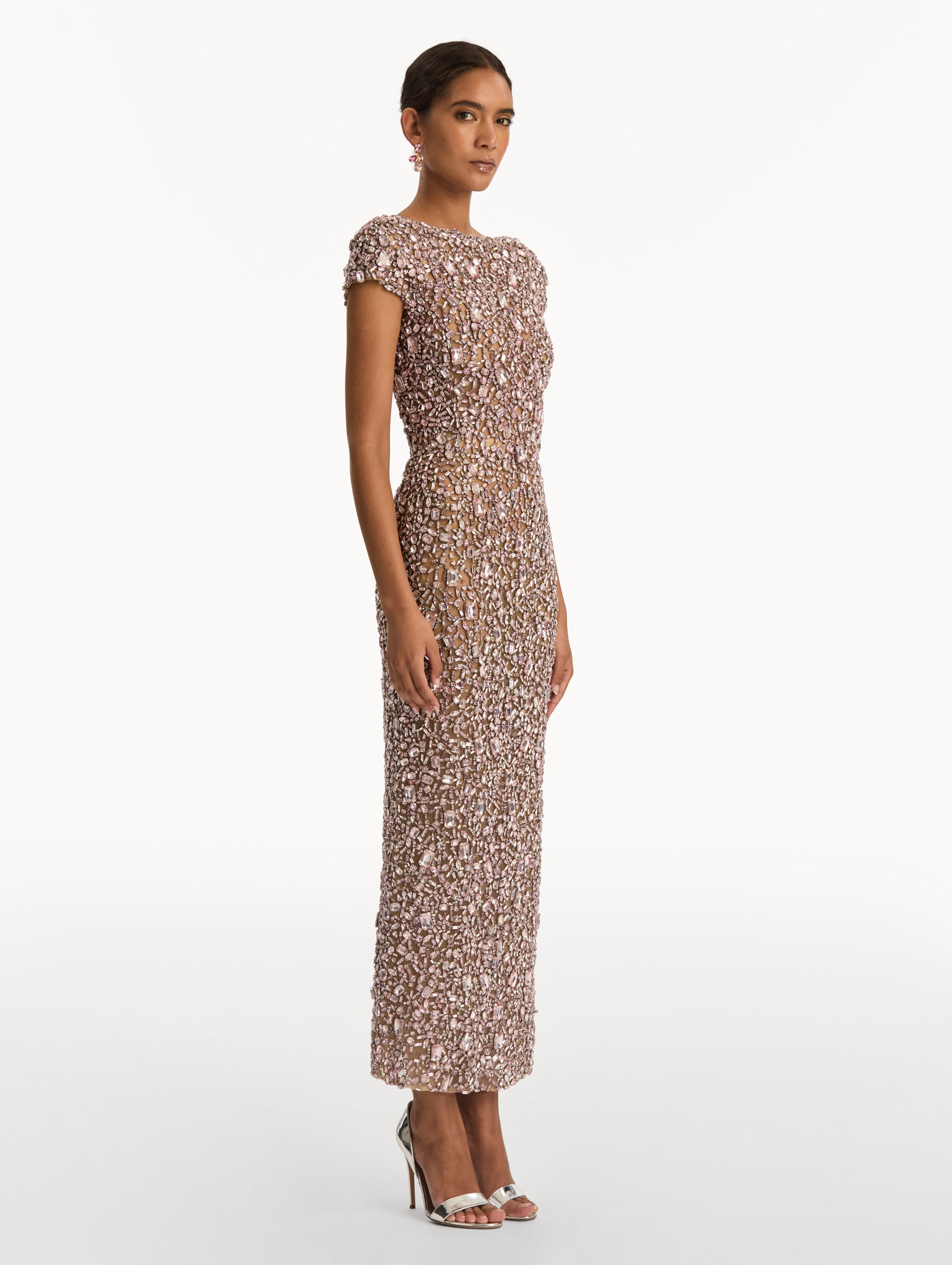 Mosaic Crystal Embroidered Gown Pink / Oscar de la Renta