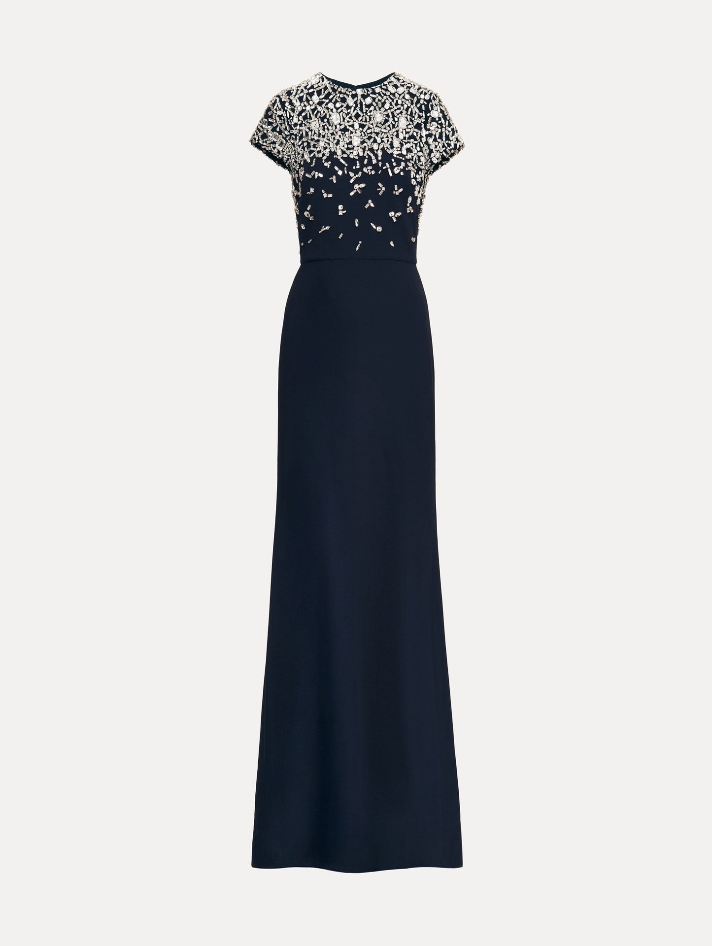 Mosaic Crystal Embroidered Cady Gown Navy / Oscar de la Renta