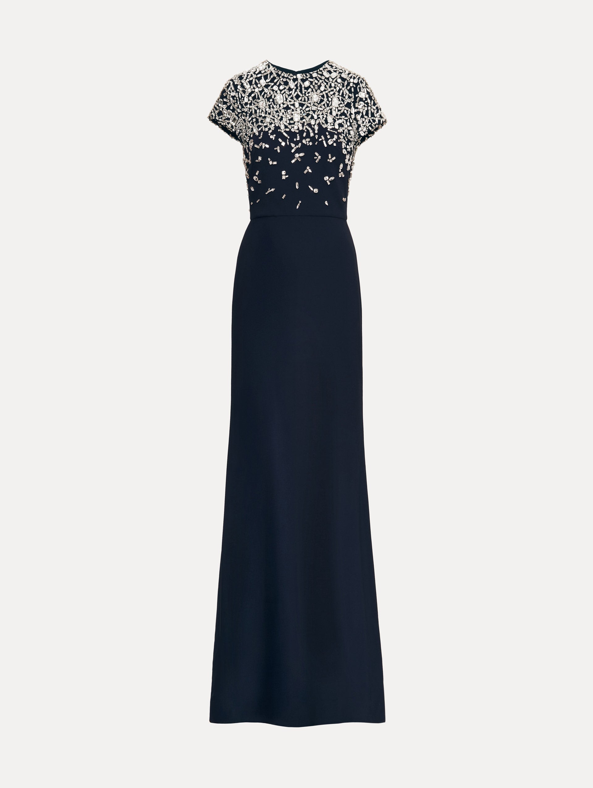 Mosaic Crystal Embroidered Cady Gown Navy / Oscar de la Renta