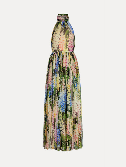 Foxglove Chiffon Gown Black multi / Oscar de la Renta
