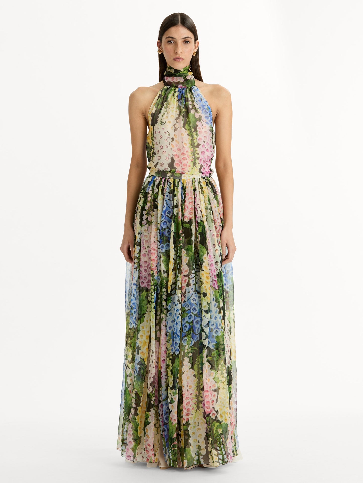 Foxglove Chiffon Gown Black multi / Oscar de la Renta