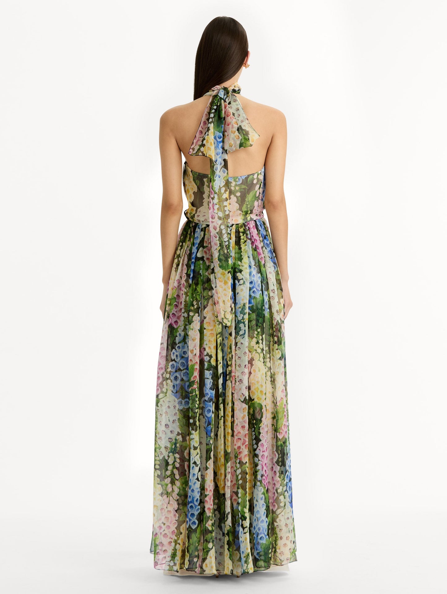 Foxglove Chiffon Gown Black multi / Oscar de la Renta