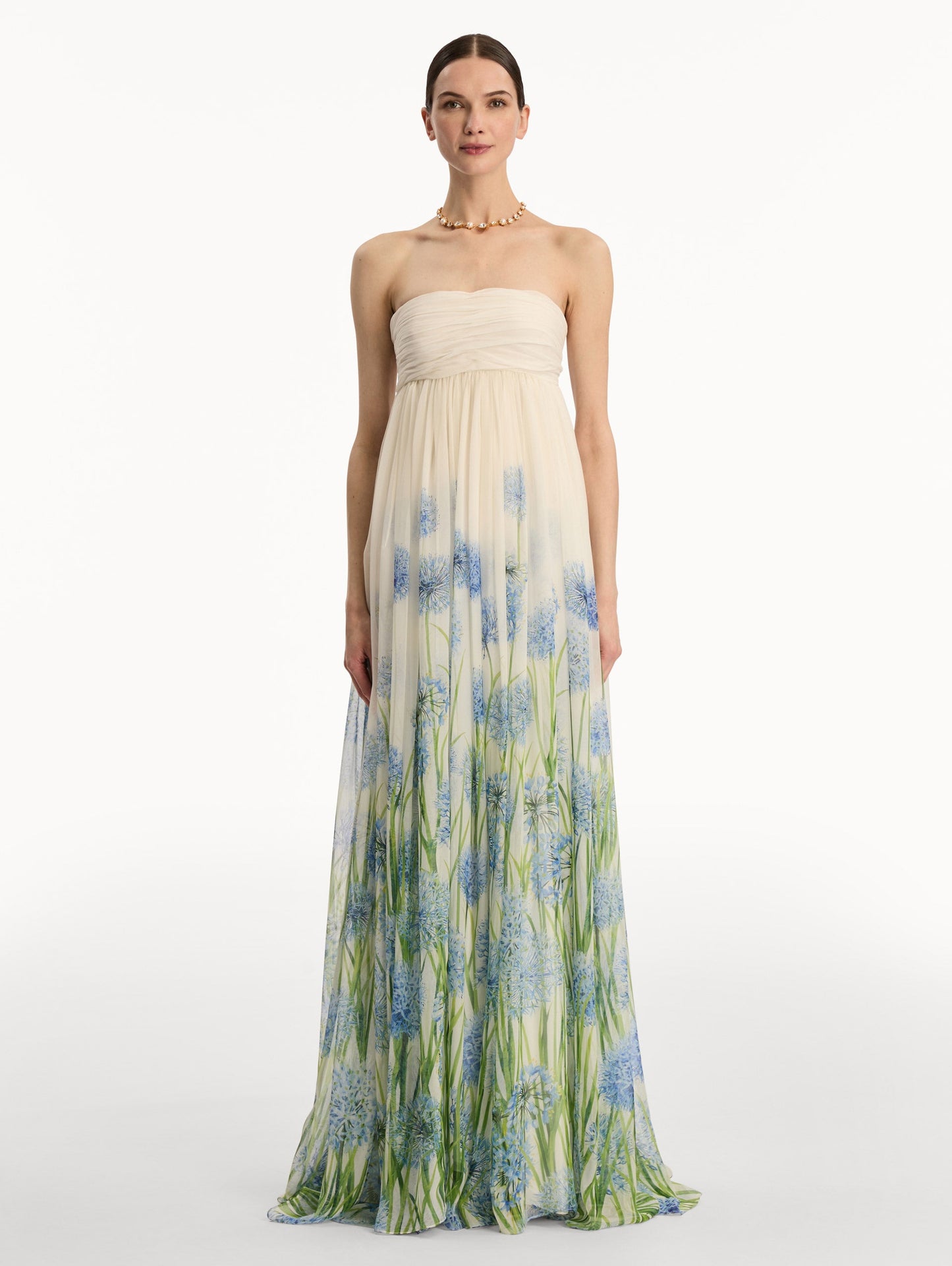 Degradé Allium Chiffon Gown Blue/white / Oscar de la Renta