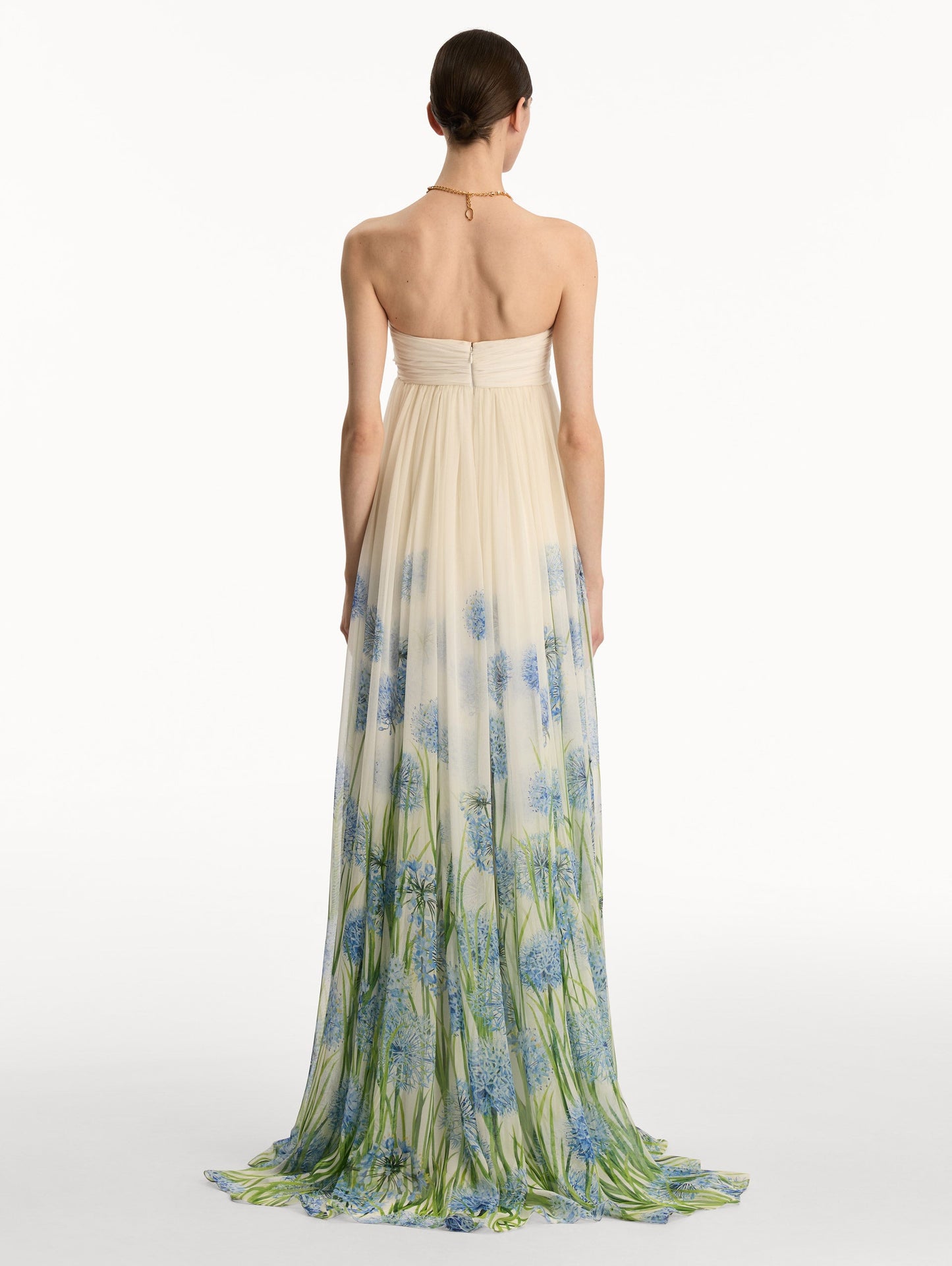 Degradé Allium Chiffon Gown Blue/white / Oscar de la Renta