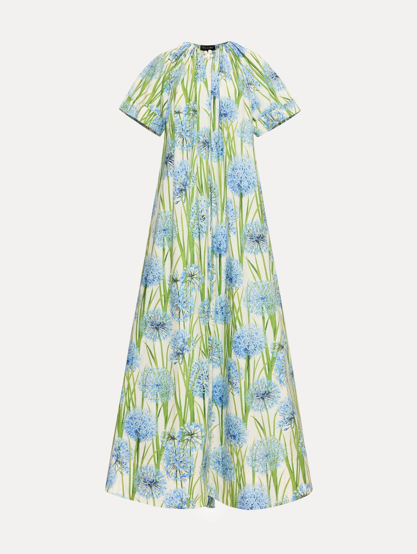 Allium Cotton Poplin Caftan Blue/white / Oscar de la Renta