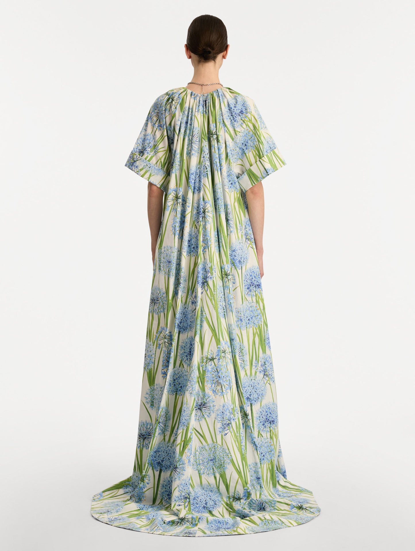 Allium Cotton Poplin Caftan Blue/white / Oscar de la Renta