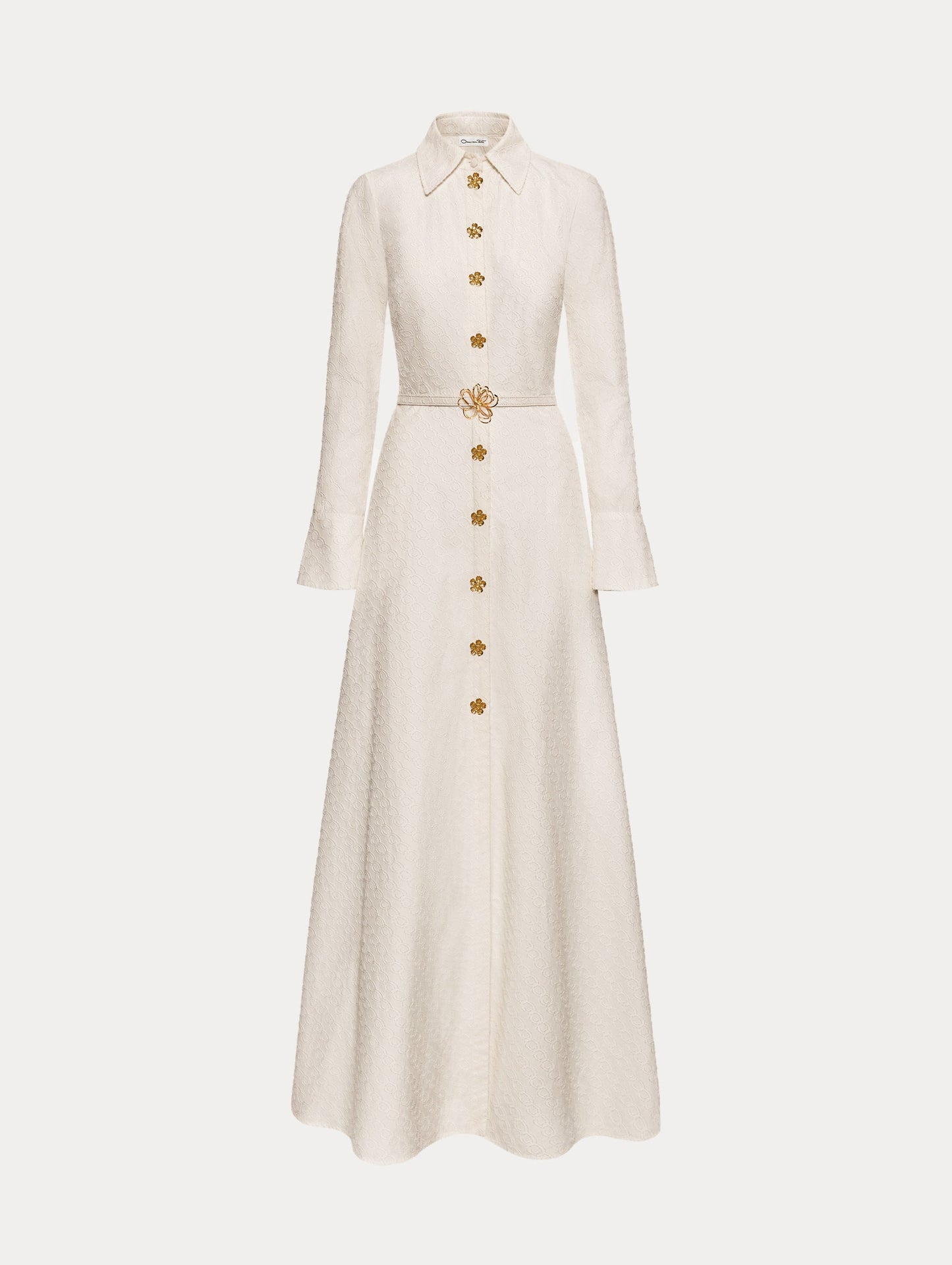 Oscar Chain-Link Cotton Poplin Caftan Off white / Oscar de la Renta
