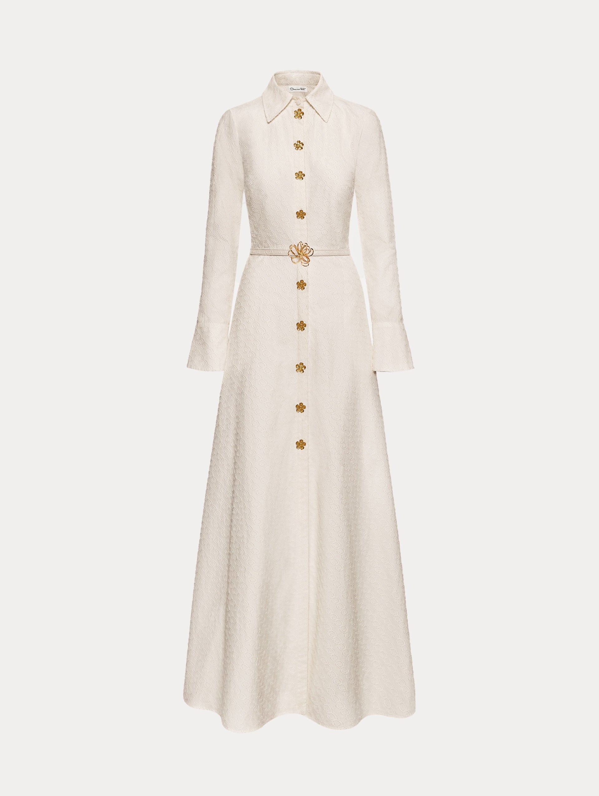 Oscar Chain-Link Cotton Poplin Caftan Off white / Oscar de la Renta