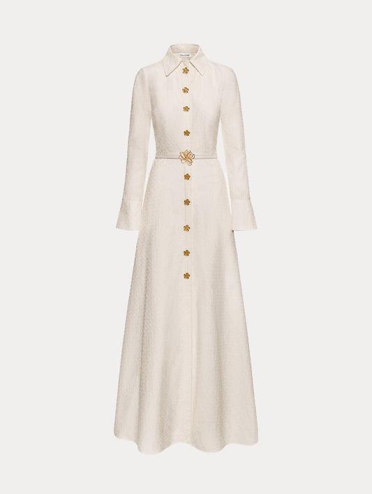 Oscar Chain-Link Cotton Poplin Caftan Off white / Oscar de la Renta