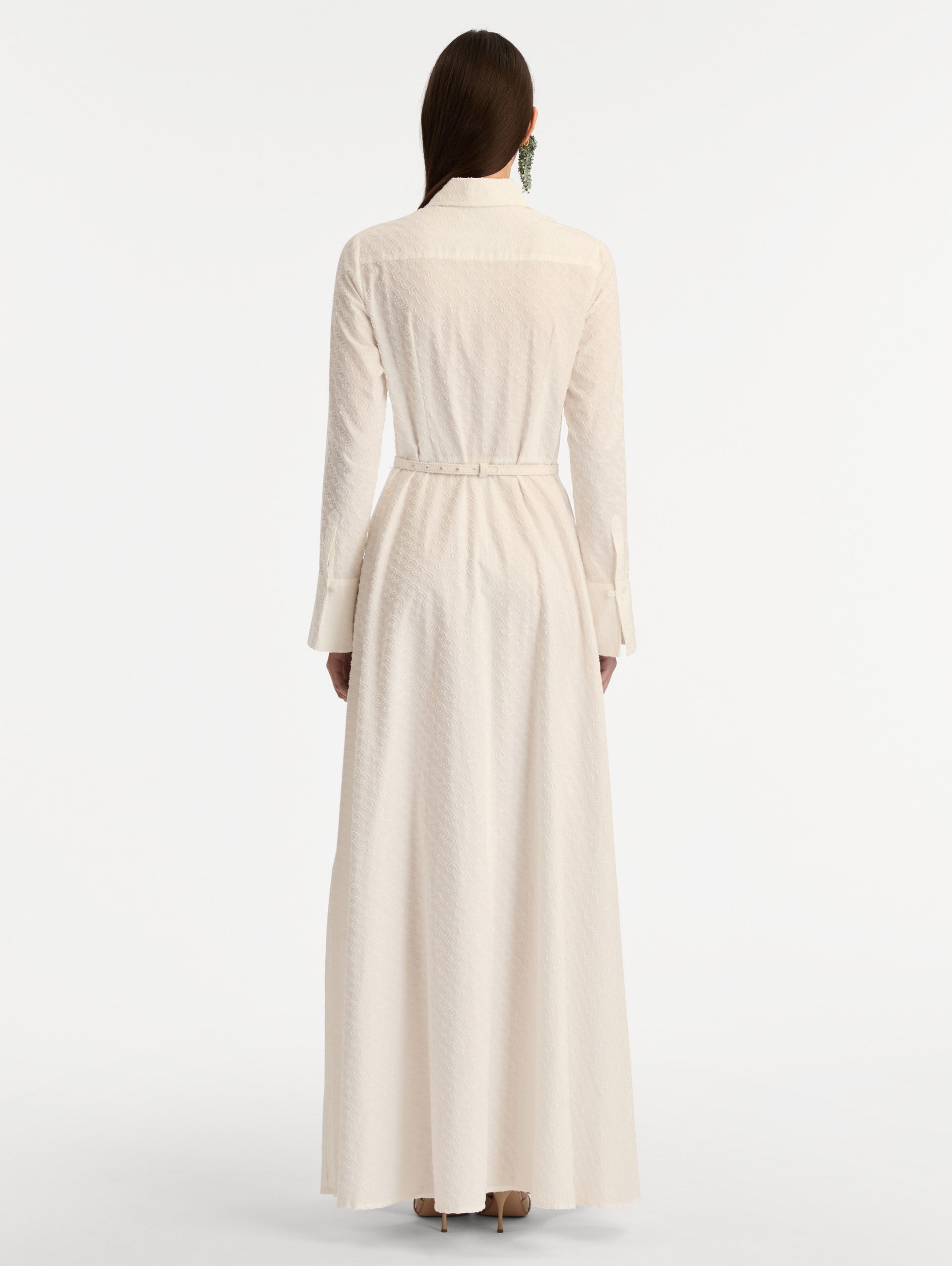 Oscar Chain-Link Cotton Poplin Caftan Off white / Oscar de la Renta