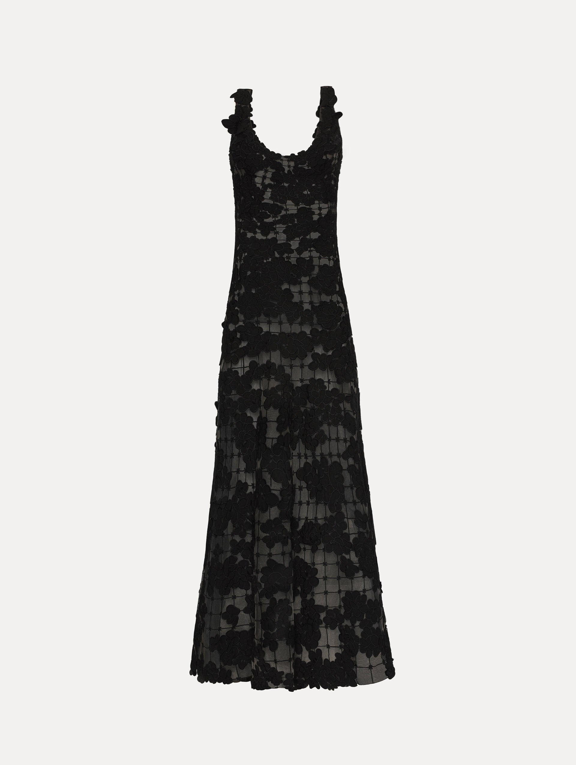 Floral Cutout Threadwork Gown Black / Oscar de la Renta